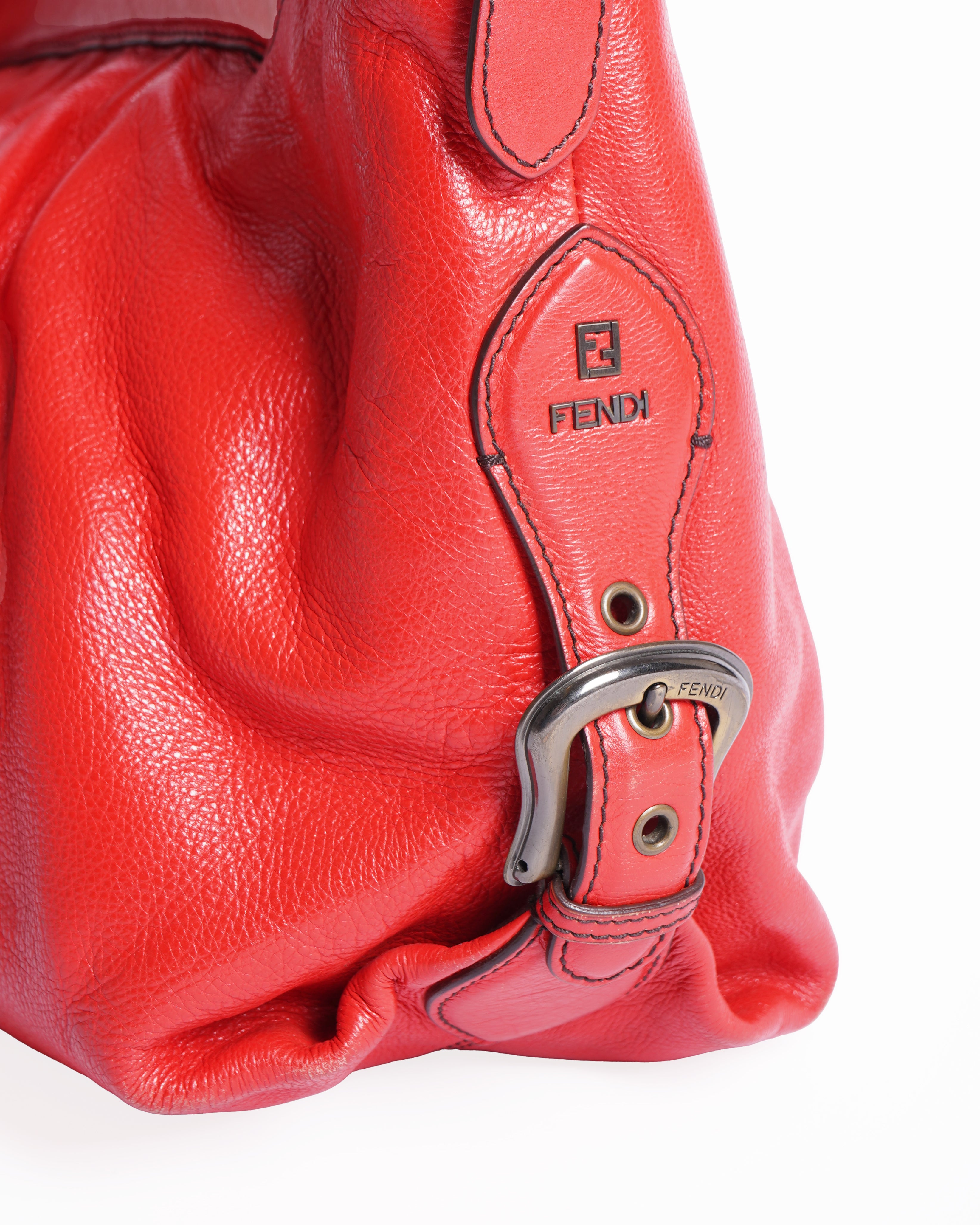 Fendi Red Borsa Leather Hobo Doctor Bag