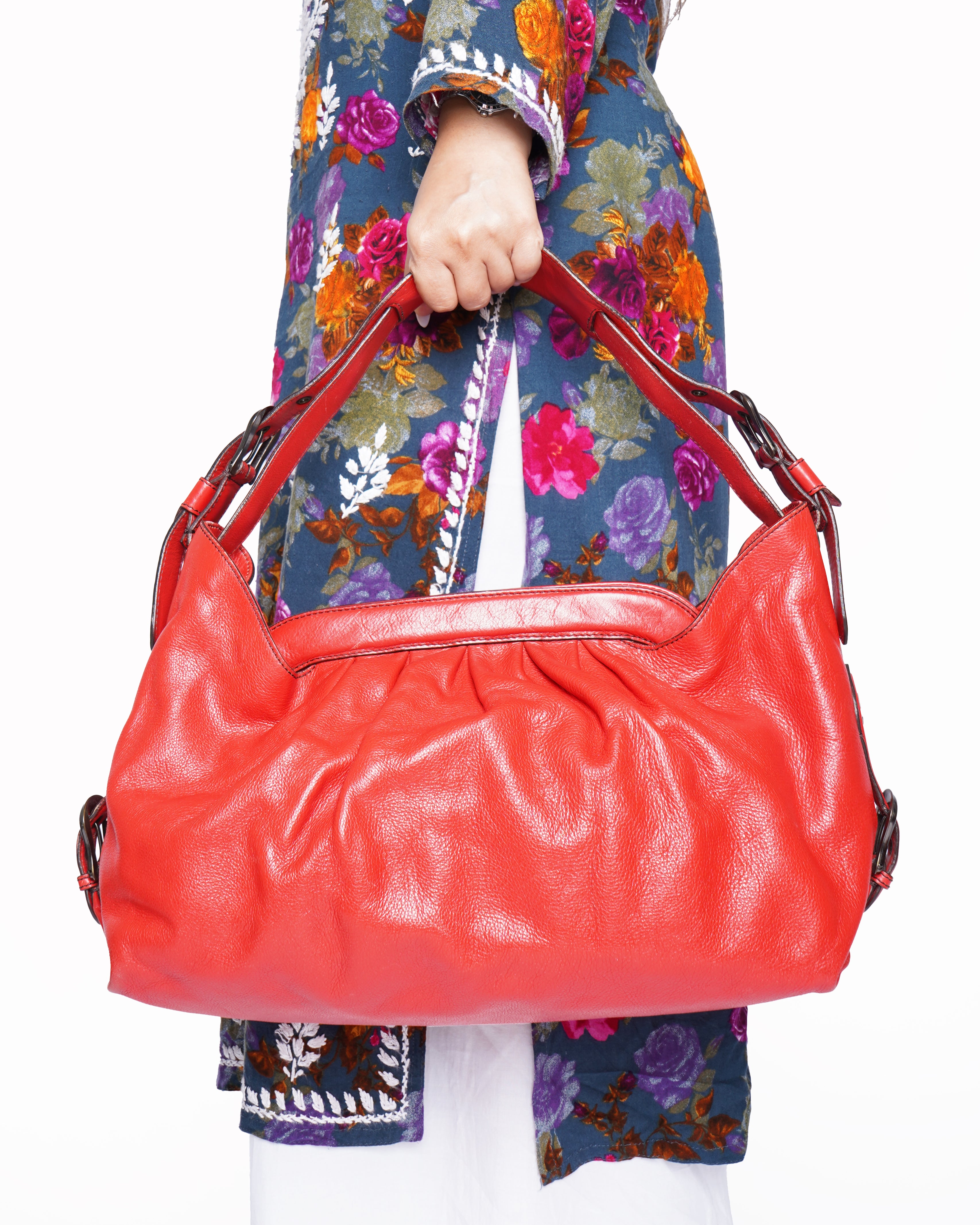 Fendi Red Borsa Leather Hobo Doctor Bag