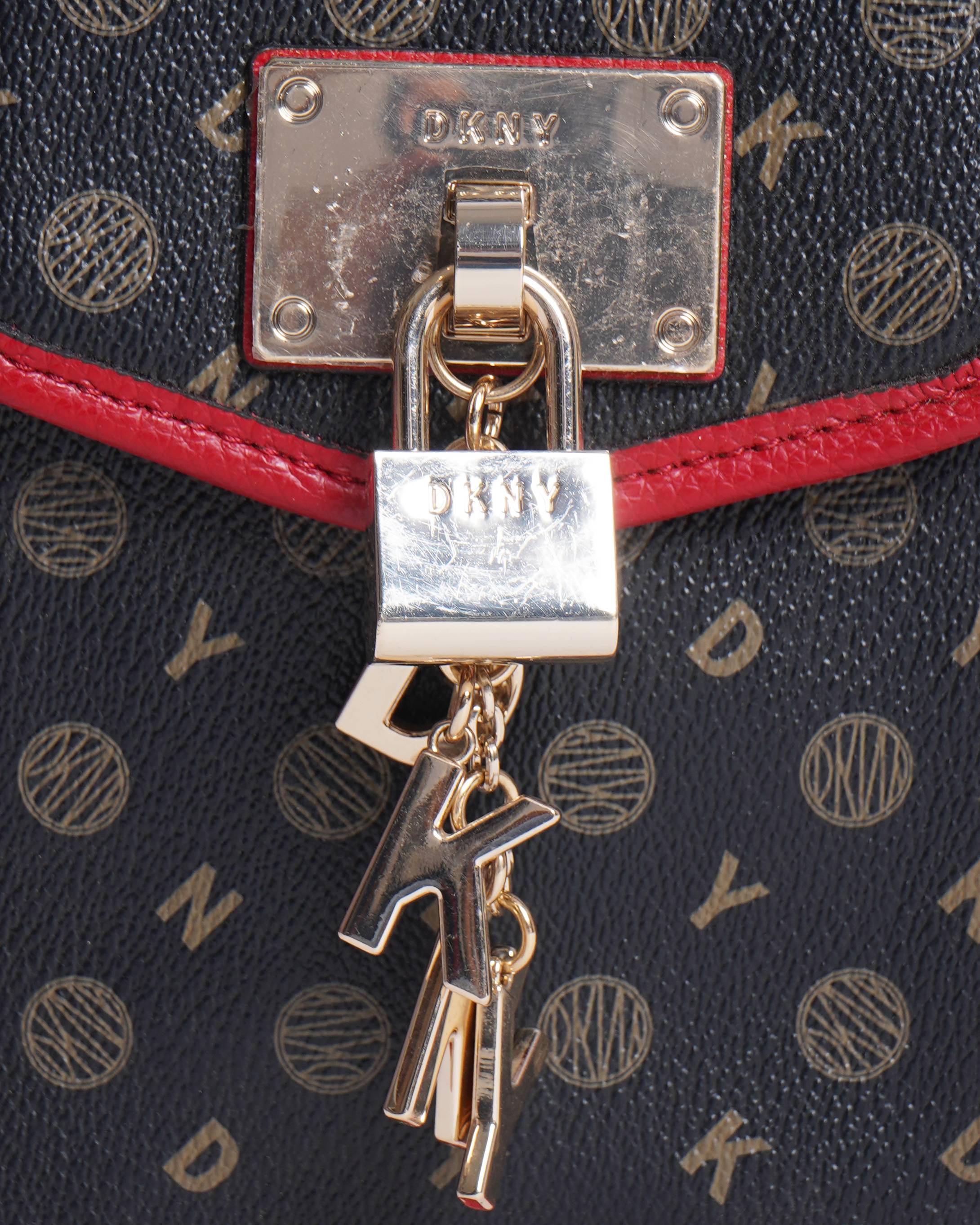 DKNY Elissa Pebbled Charm Mini Crossbody Bag Red/Black