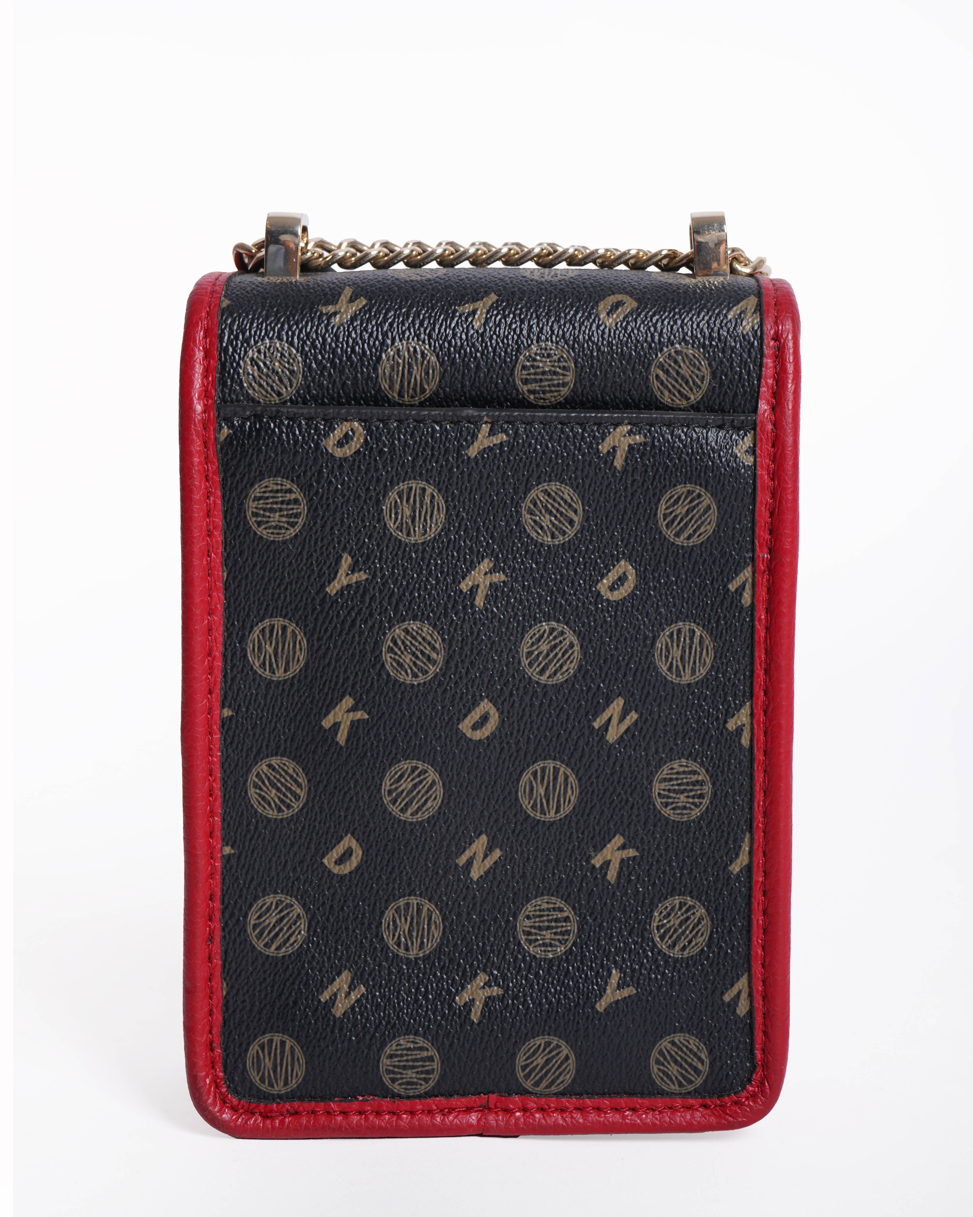 DKNY Elissa Pebbled Charm Mini Crossbody Bag Red/Black