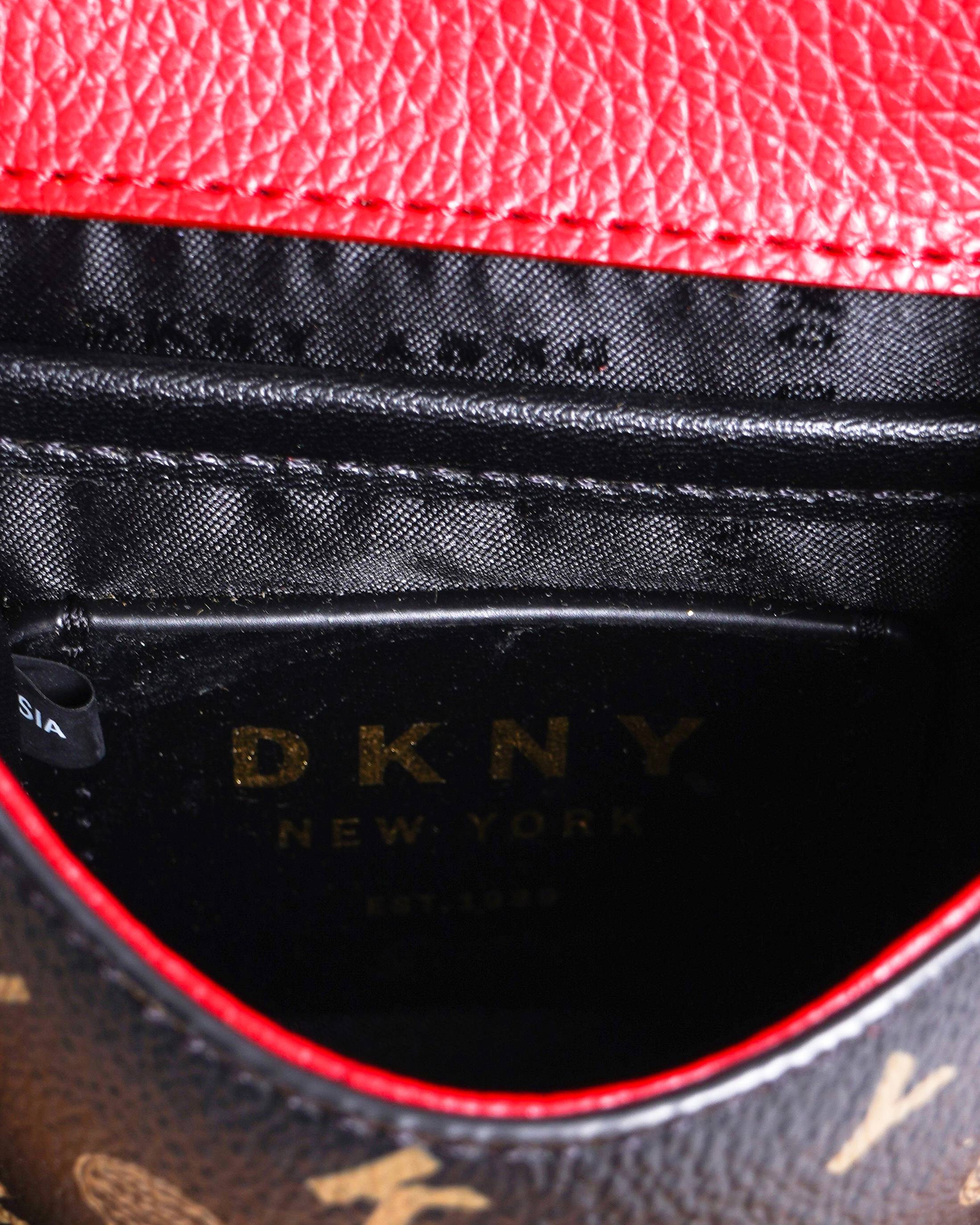 DKNY Elissa Pebbled Charm Mini Crossbody Bag Red/Black