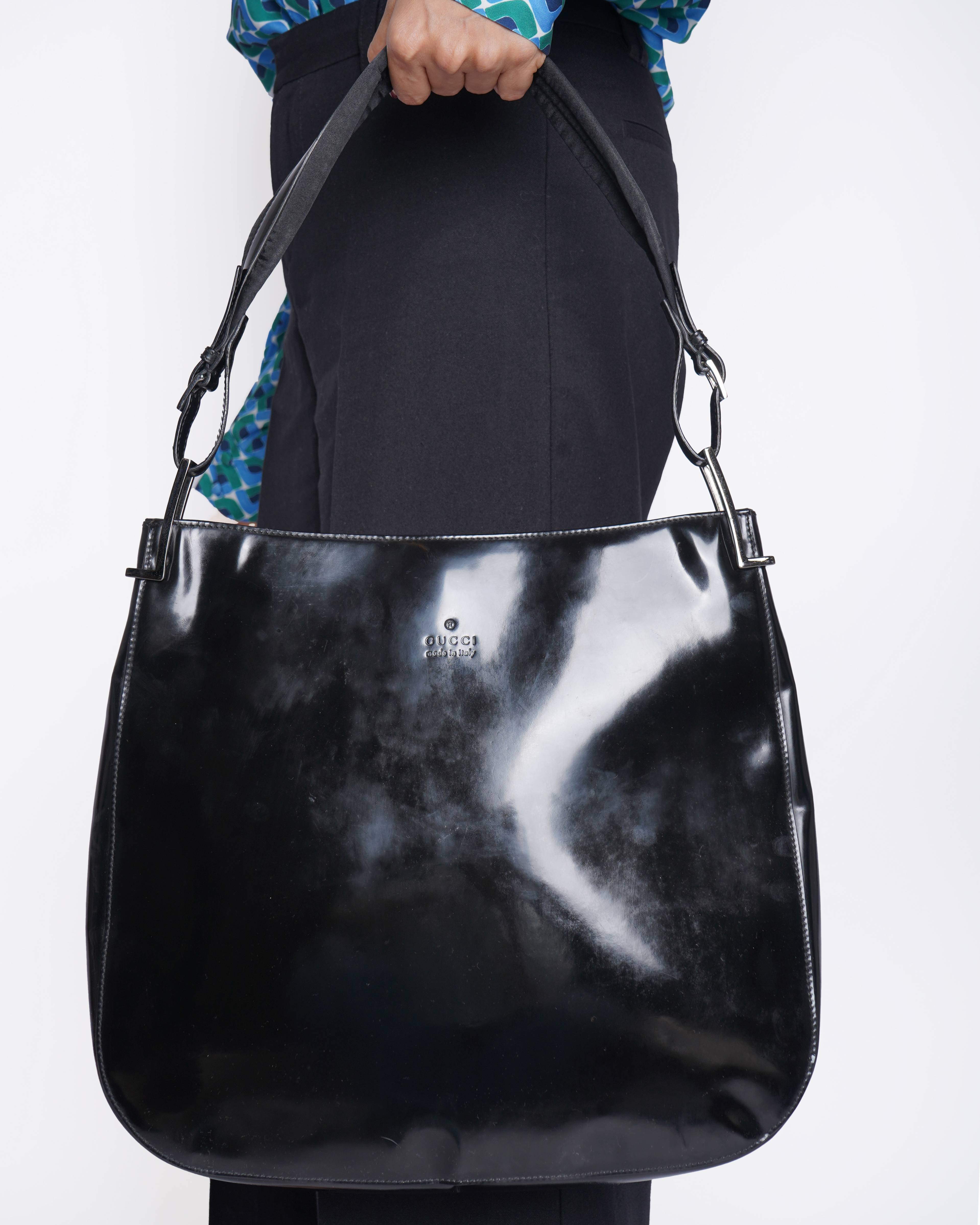 Gucci Black Patent Leather Shoulder Bag