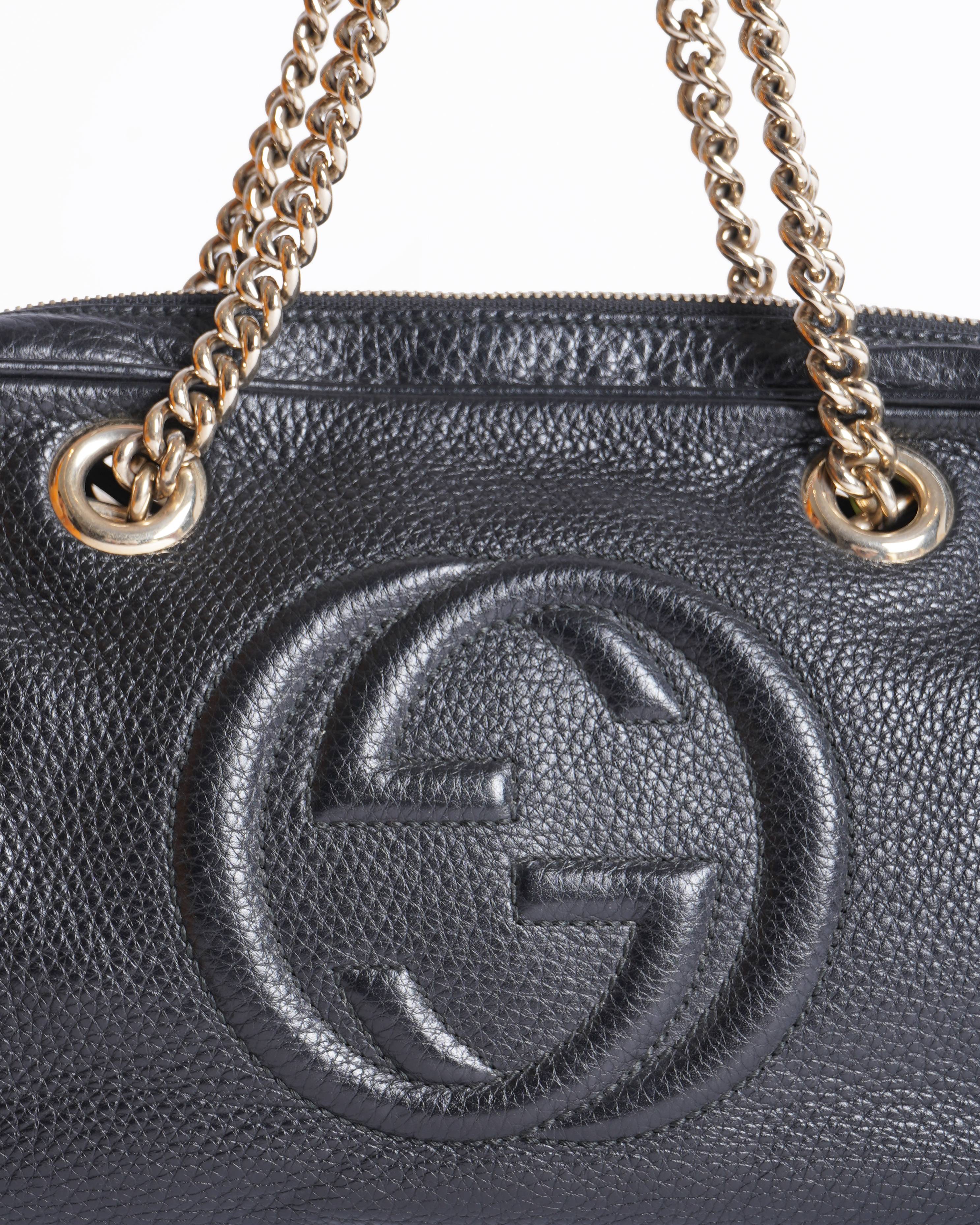 Gucci Black Leather Soho Chain Shoulder Bag