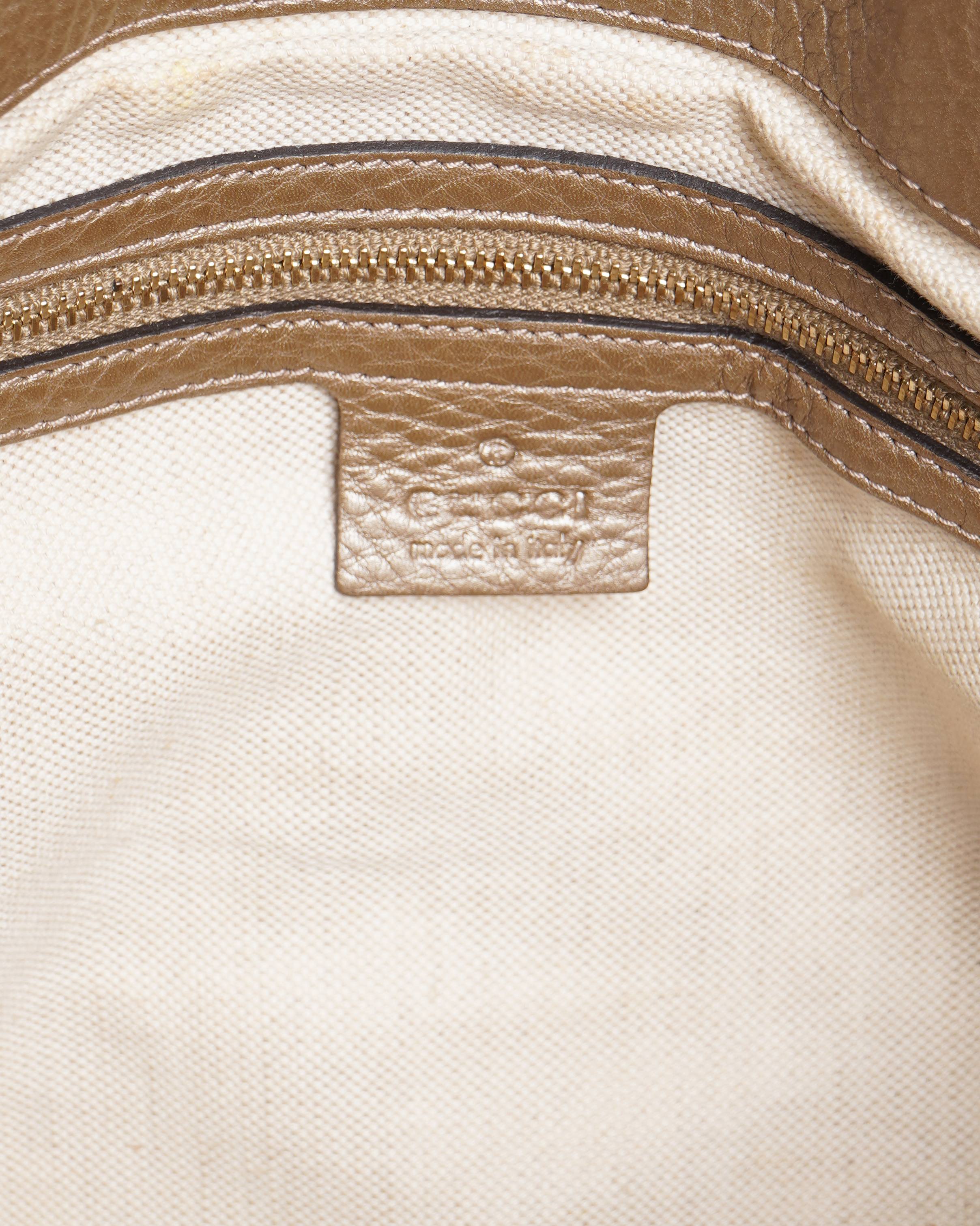 Gucci Gold Pebbled Leather Bella Top Handle Bag