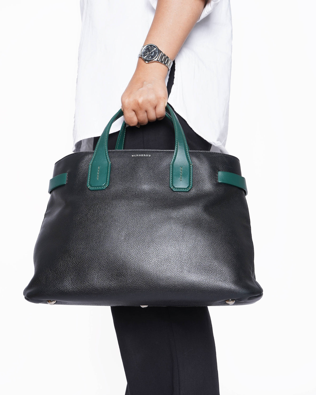 Burberry Leather Banner Tote