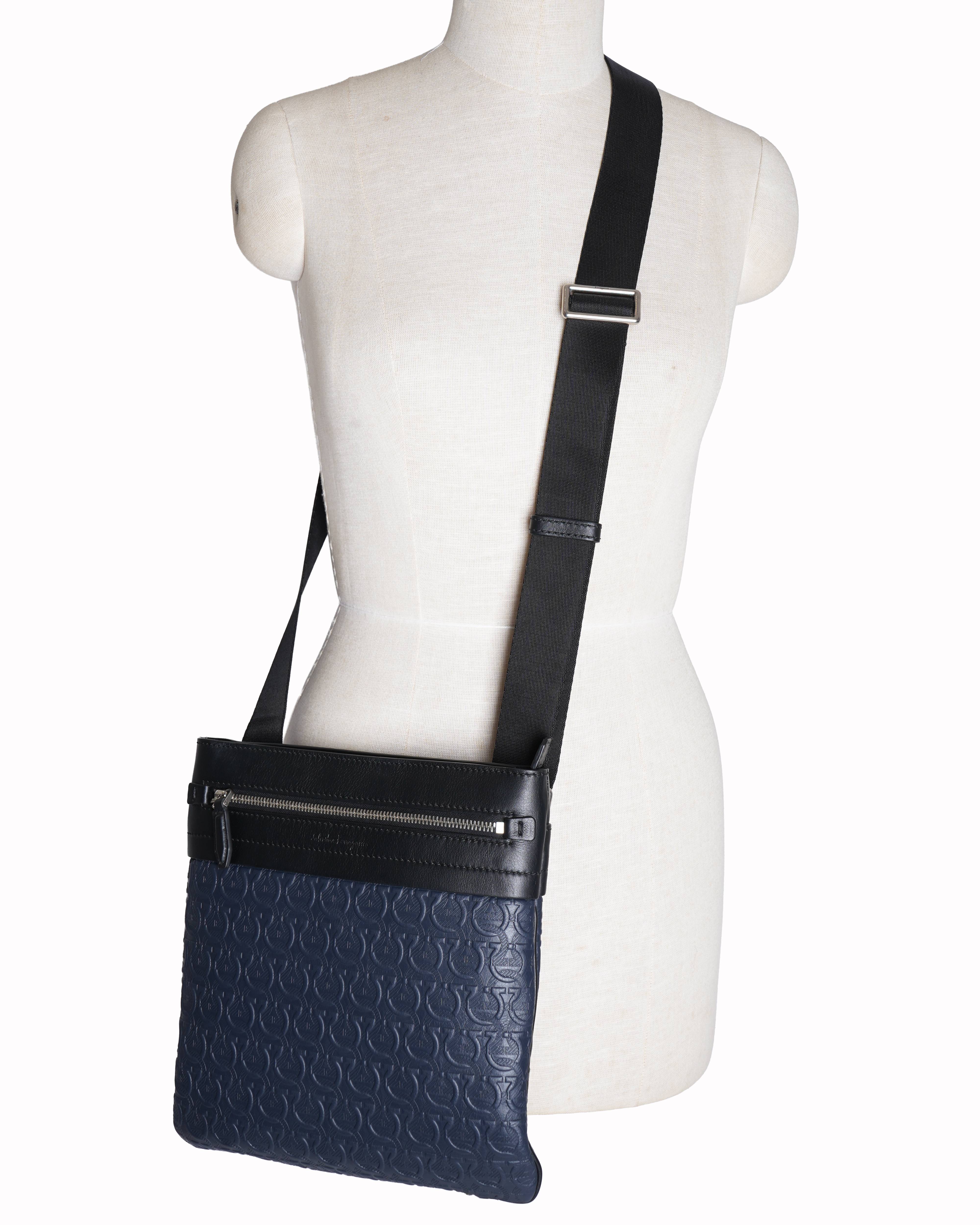 New Salvatore Ferragamo Gancini Embossed Crossbody Bag