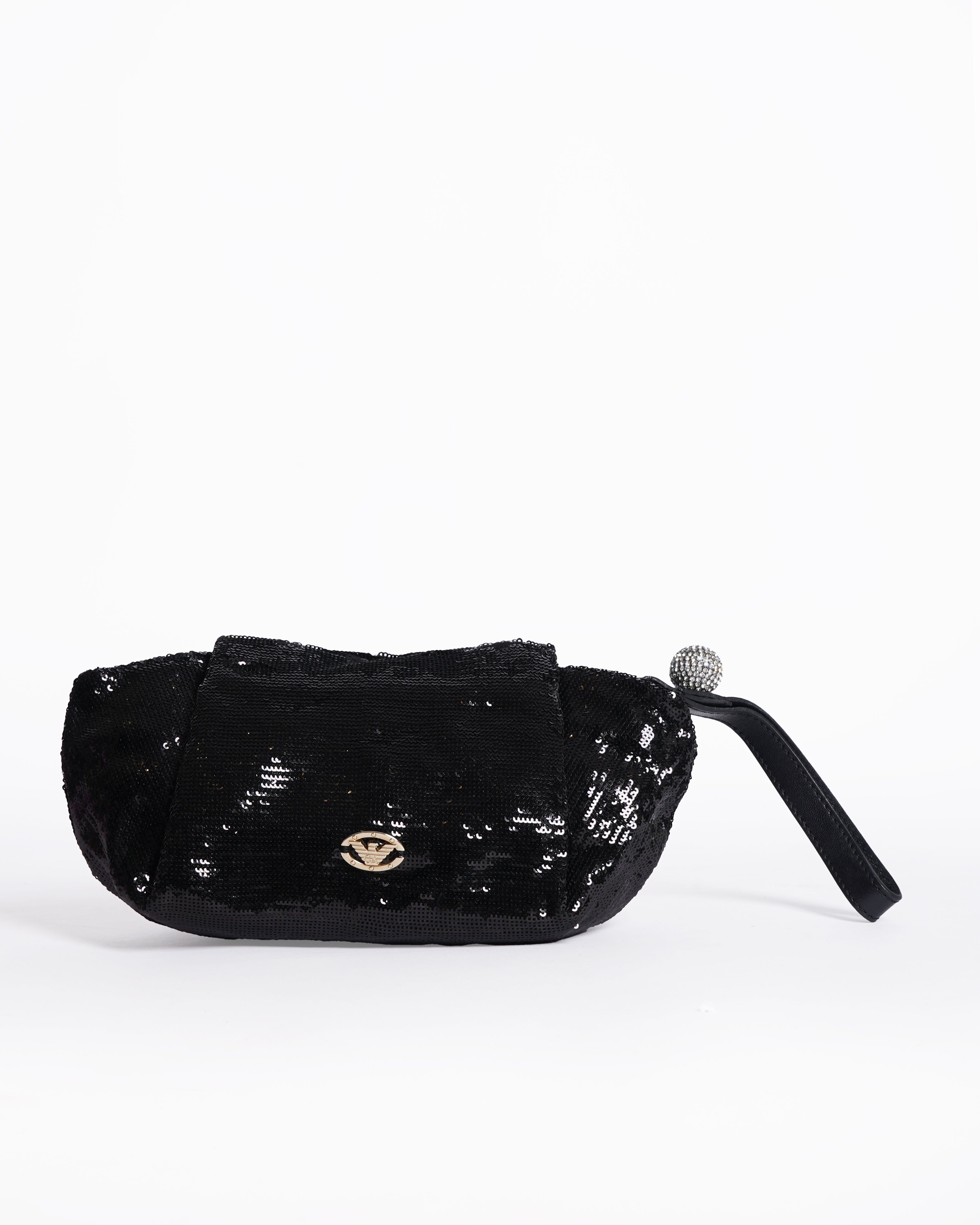 Emporio armani black sequin wristlet Clutch