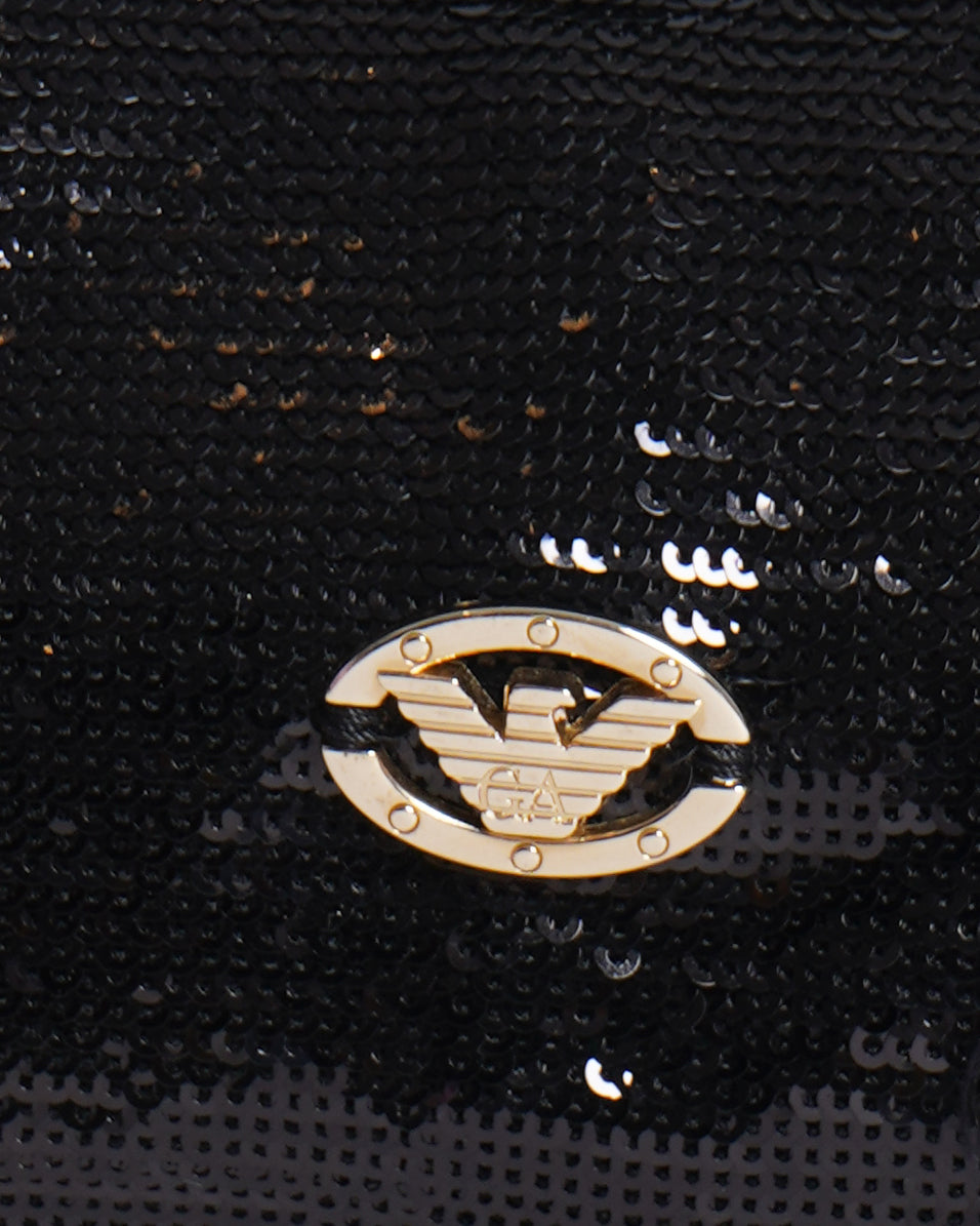 Emporio armani black sequin wristlet Clutch