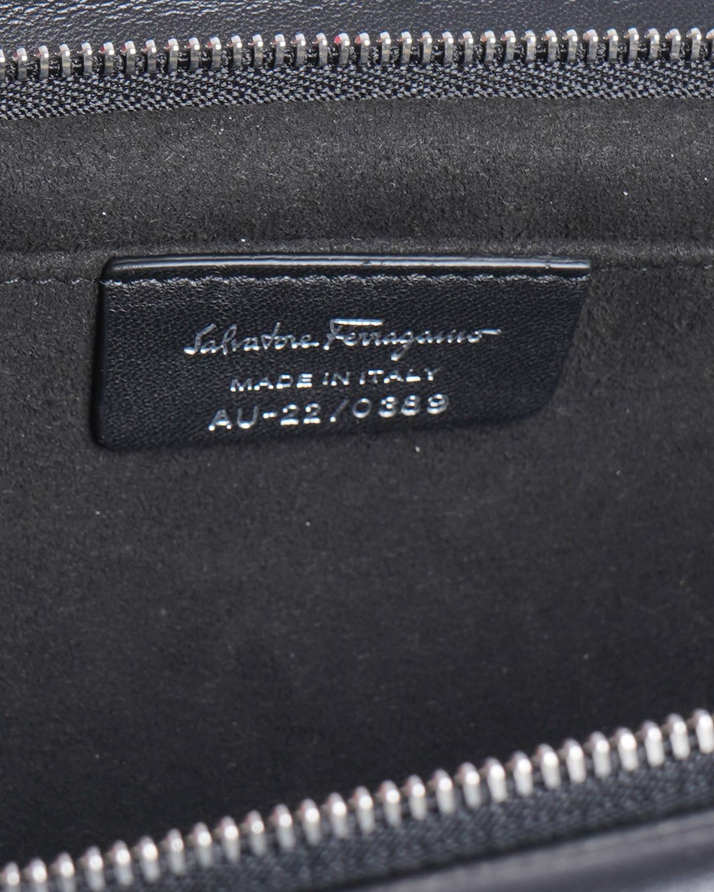 New Salvatore Ferragamo Gancini Studded Lambskin Clutch Bag With Shoulder Strap