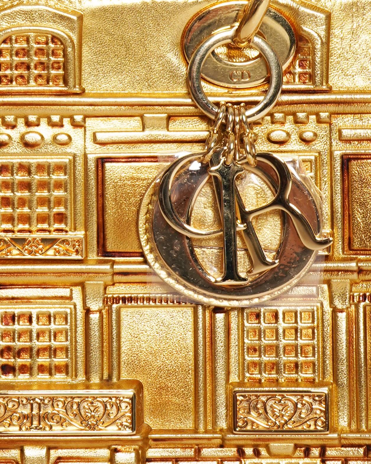 New Christian Dior Lady Dior Art Limited Edition Gold Handbag