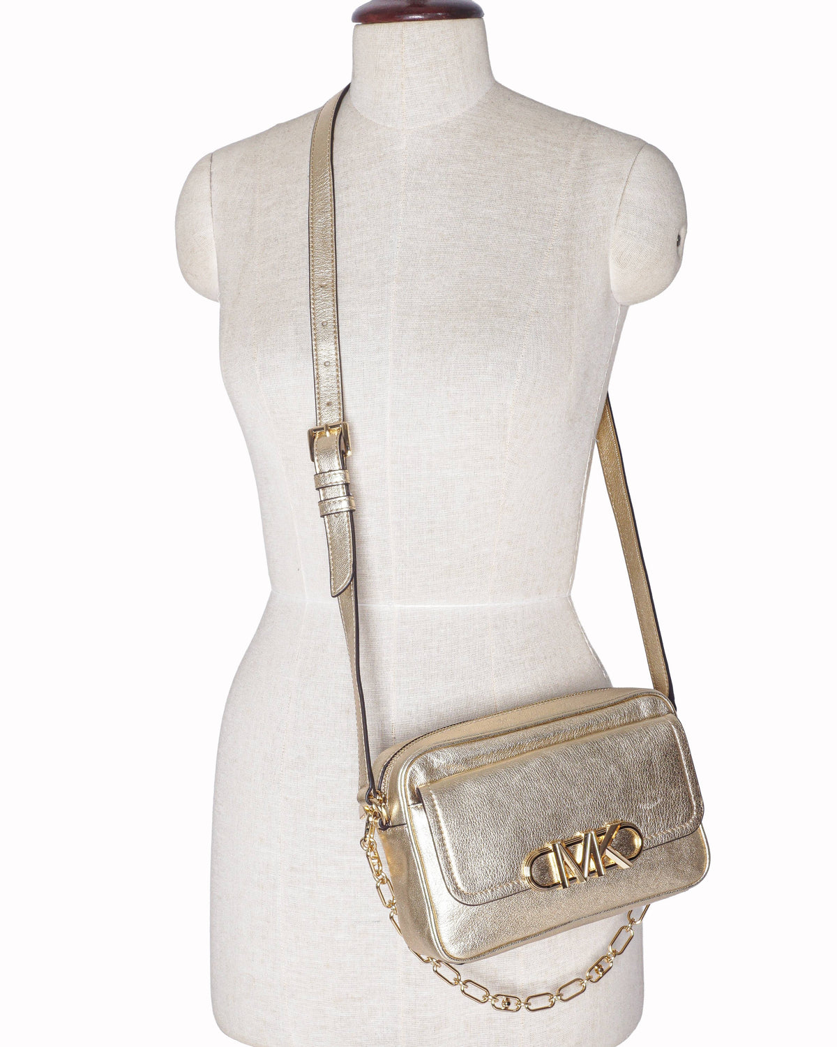 Michael Kors Parker Medium Metallic Leather Crossbody Bag