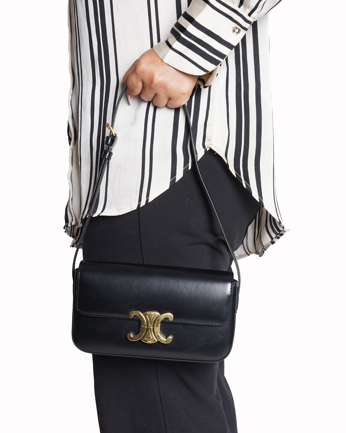 Celine Triomphe Underarm Shoulder Bag In Black