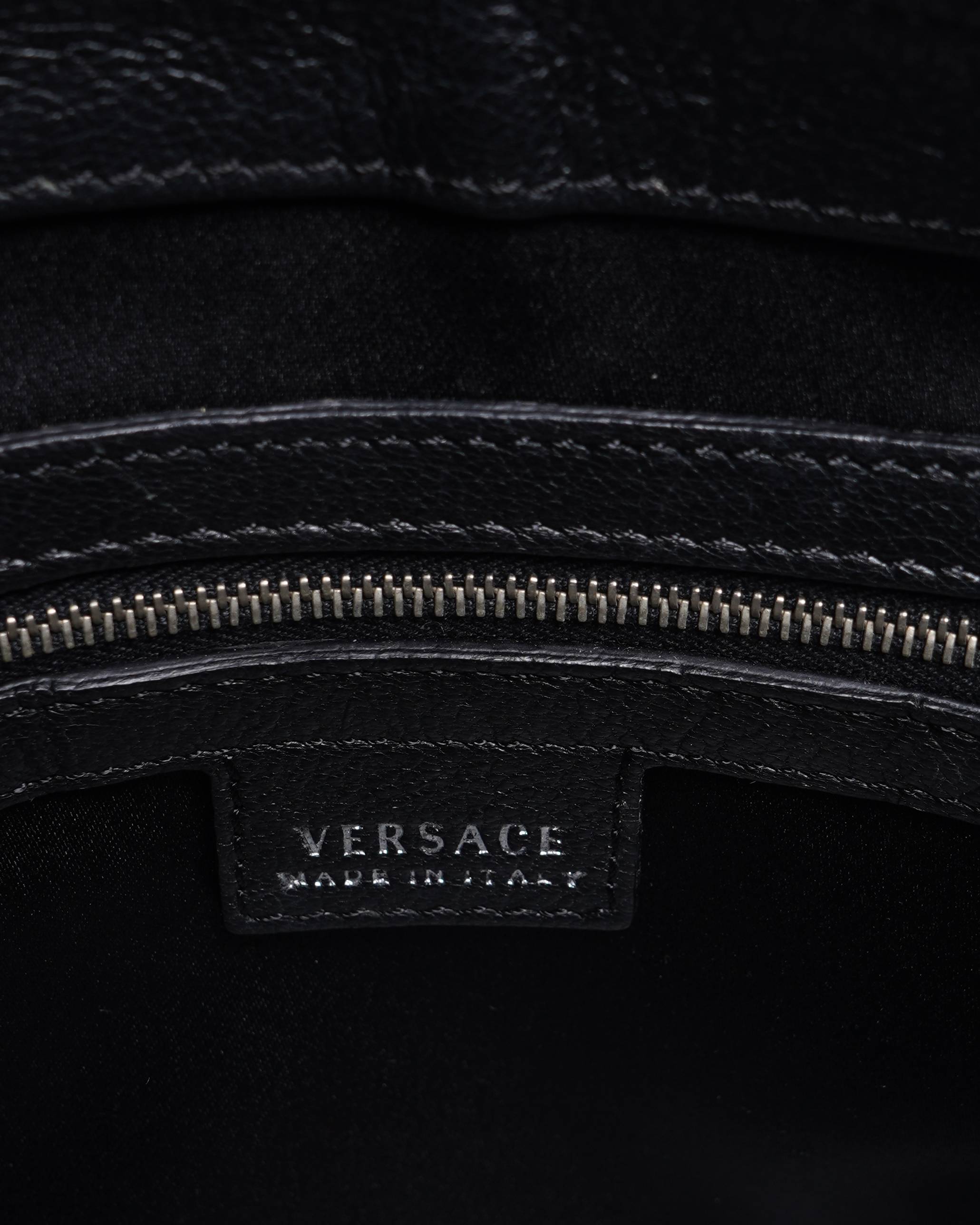 Versace croc embossed top handle bag
