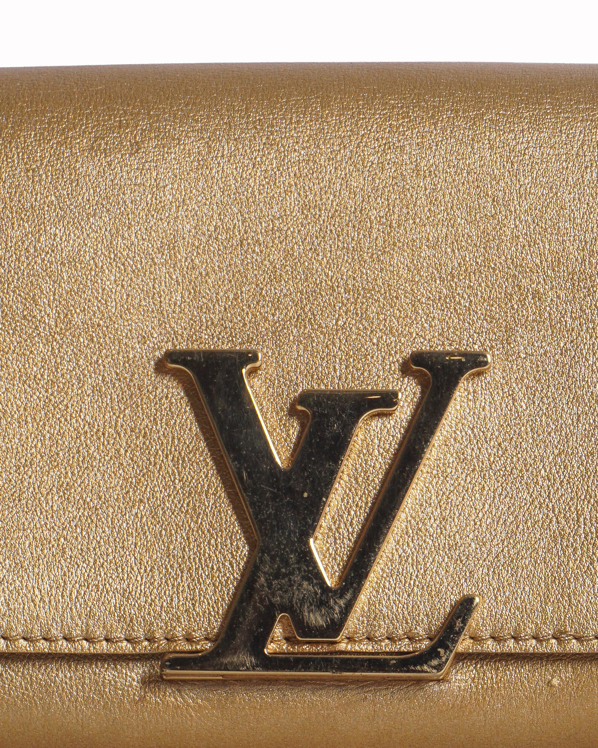 Louis Vuitton Gold Metallic Leather Louise MM Clutch