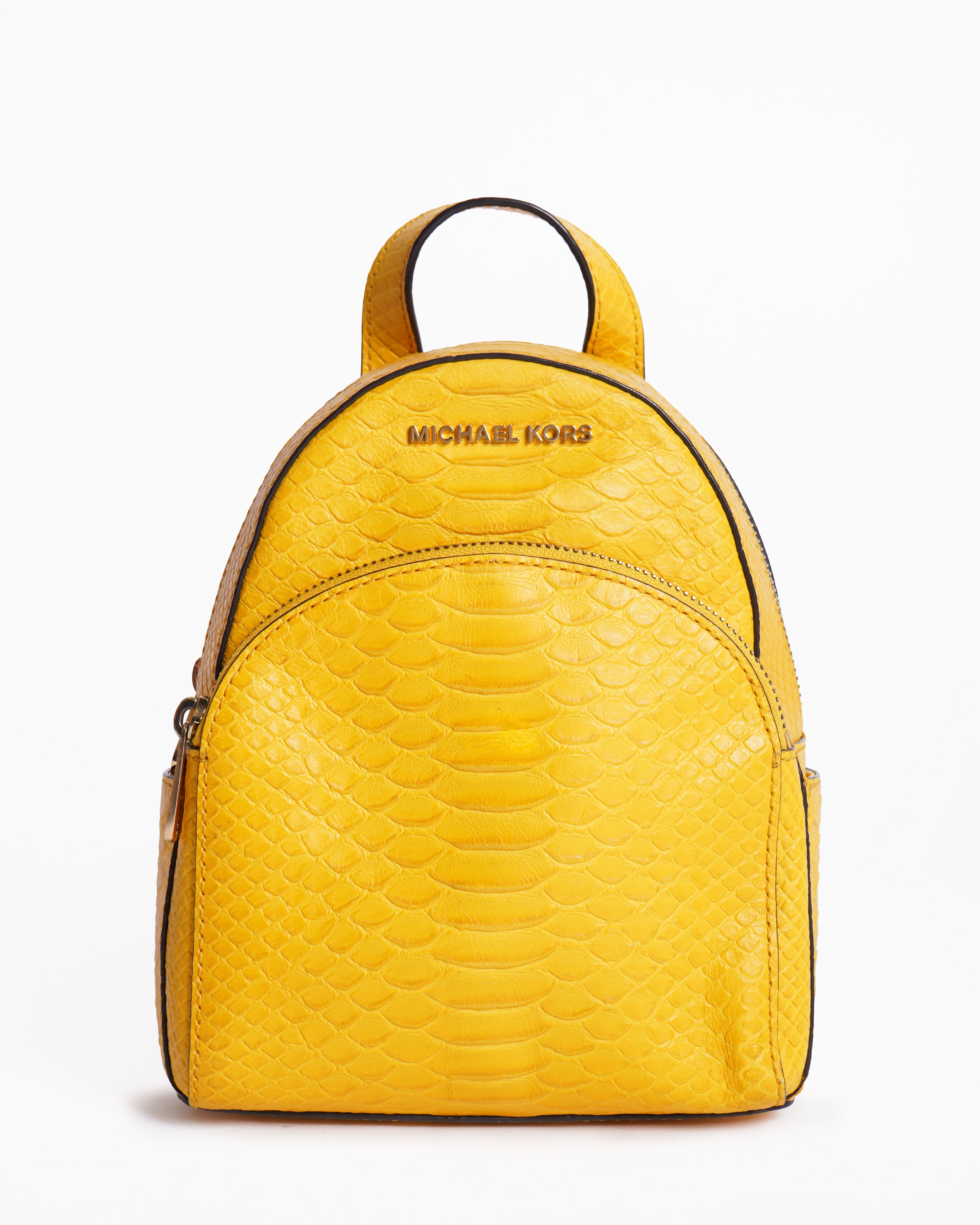 Michael kors leather embossed yellow backpack