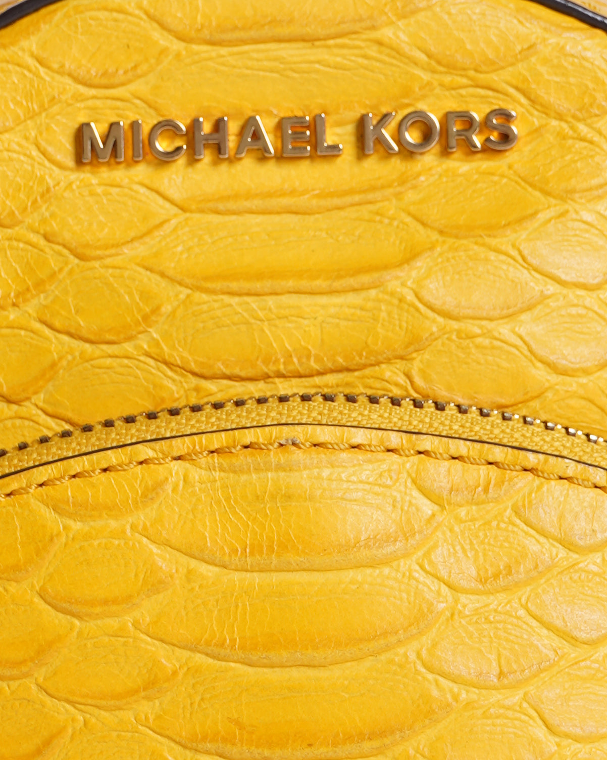 Michael kors leather embossed yellow backpack