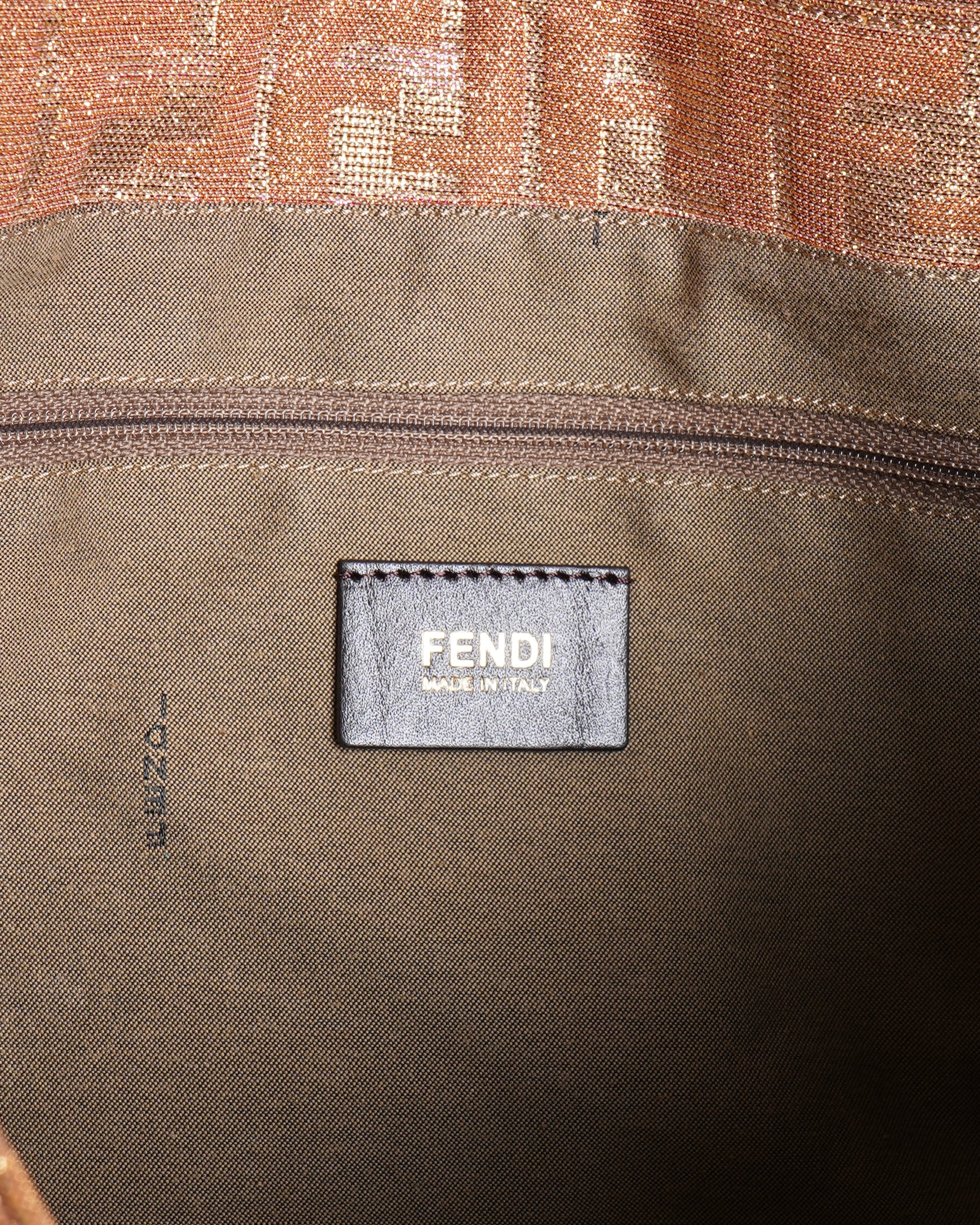 Fendi Pink Large Zucca Metallic Lurex Mia Shoulder Bag