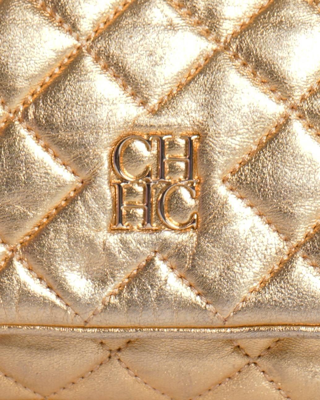 Carolina Herrera metallic gold quilted crossbody bag