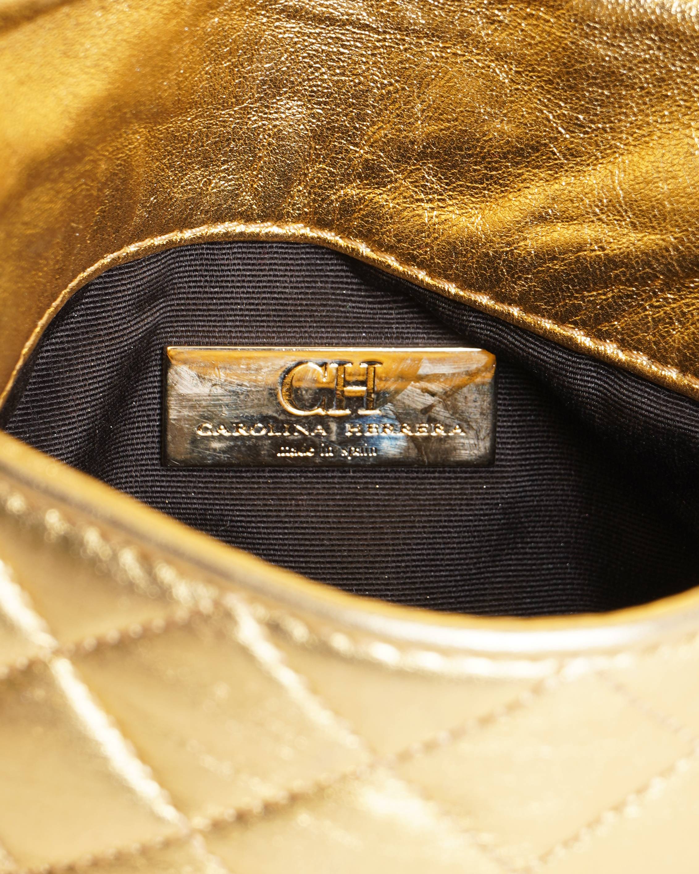 Carolina Herrera metallic gold quilted crossbody bag