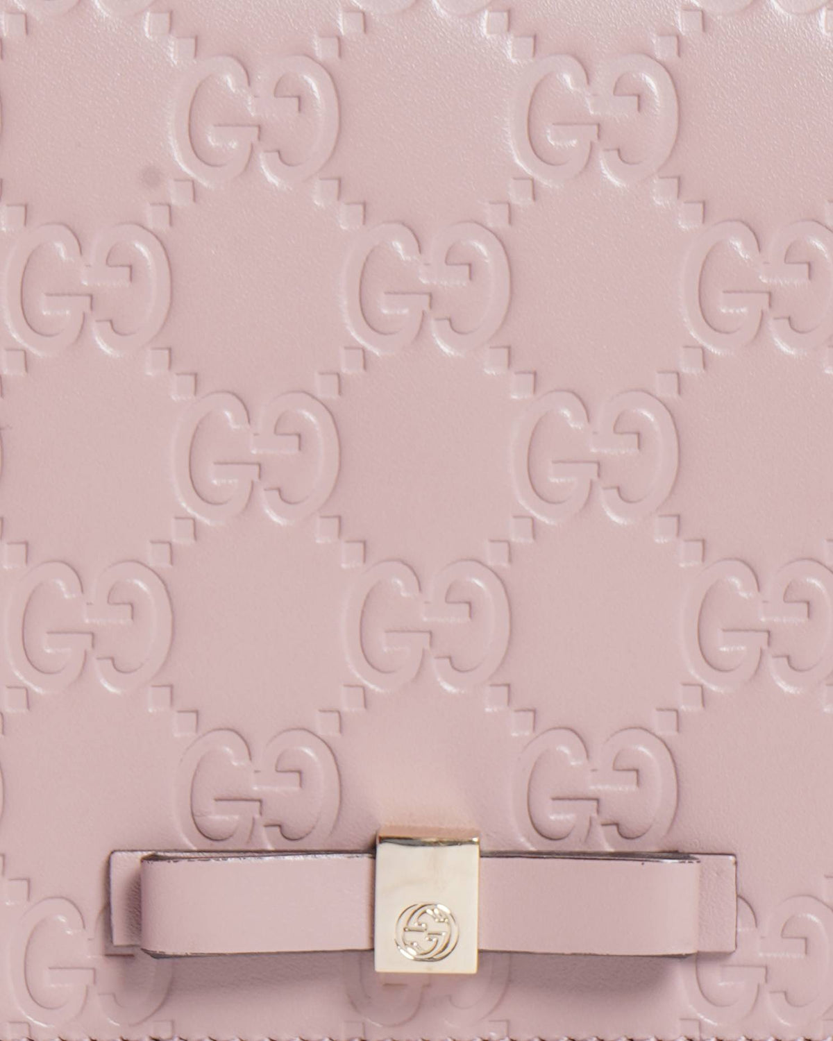 Gucci Pink Guccissima Leather Bow Flap Wallet on Chain