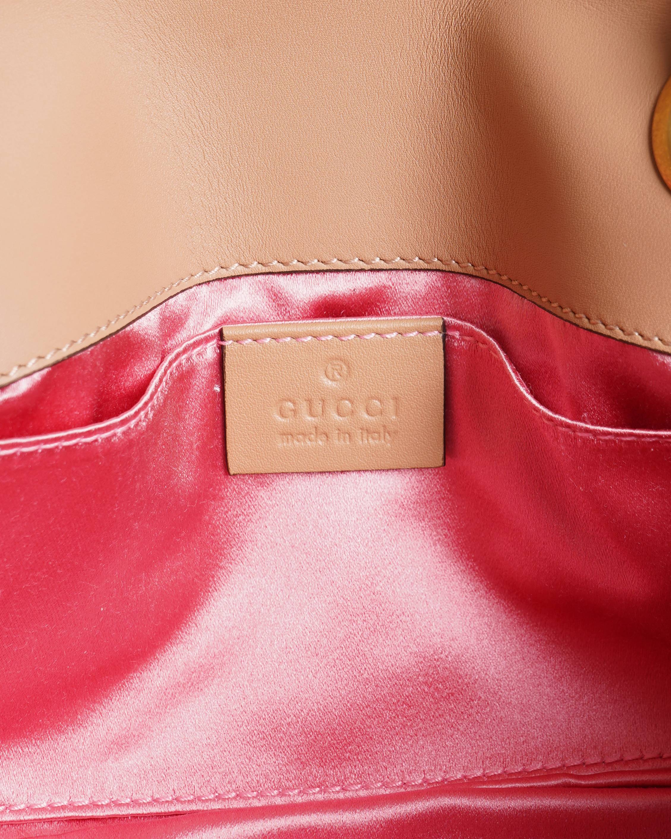 New Gucci Gold Quilted Leather & Pearl Marmont Shoulder Bag