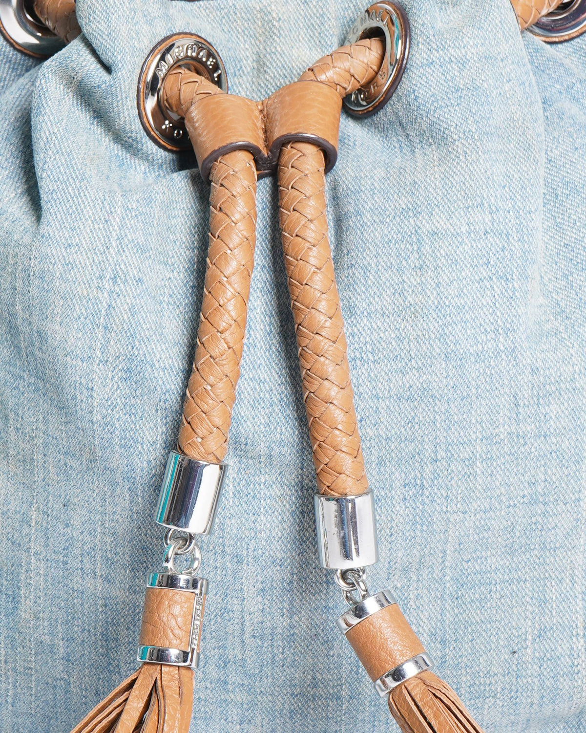 Michael Kors Denim Bucket Bag With Leather Trimming