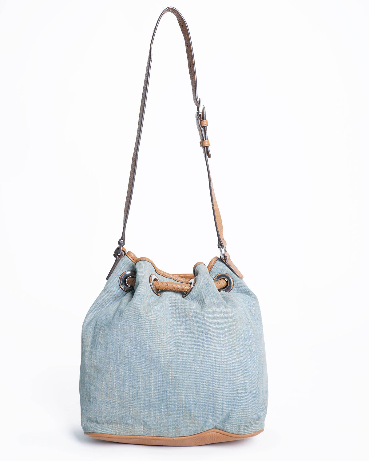 Michael Kors Denim Bucket Bag With Leather Trimming