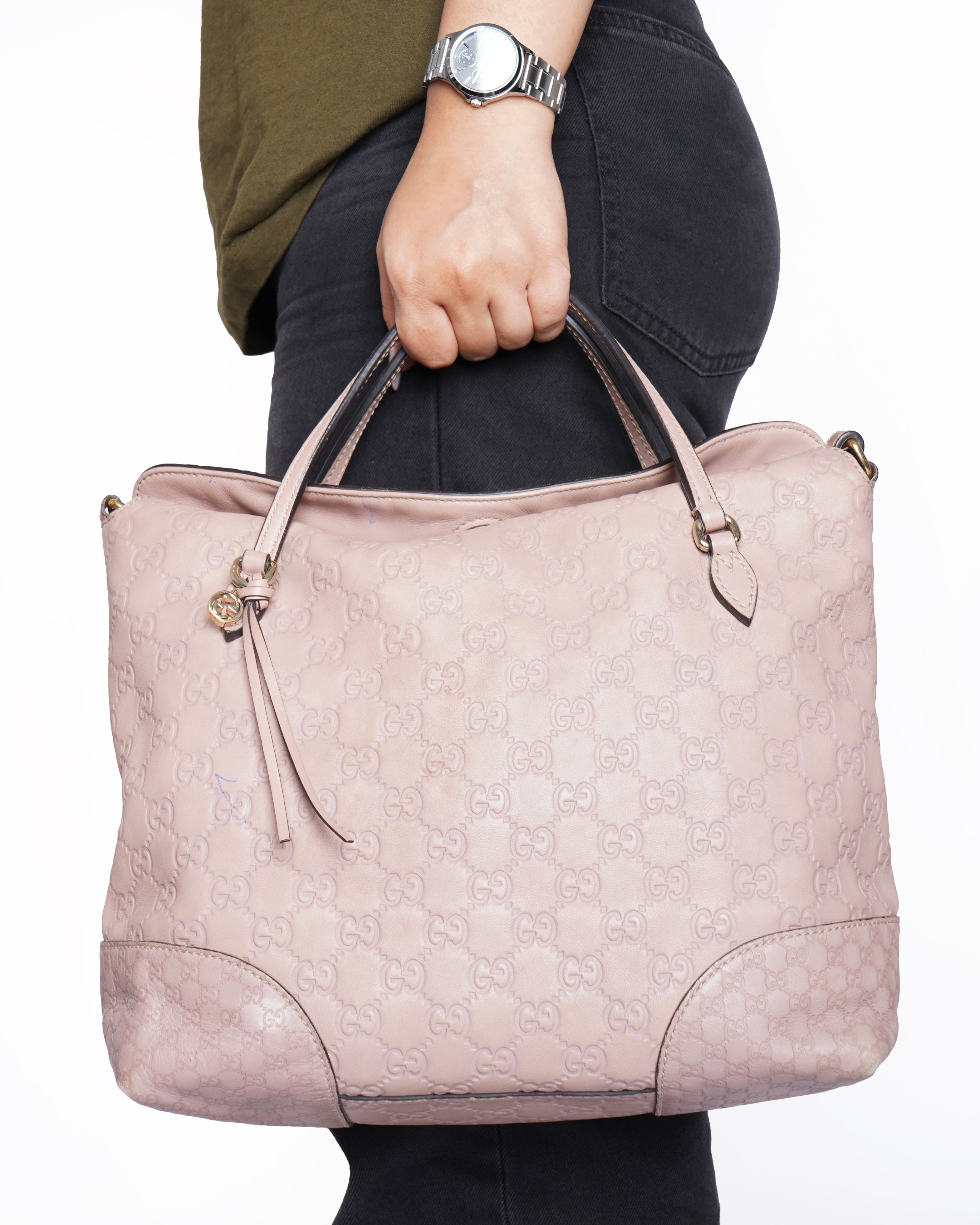 Gucci guccissima bree foldover medium tote bag
