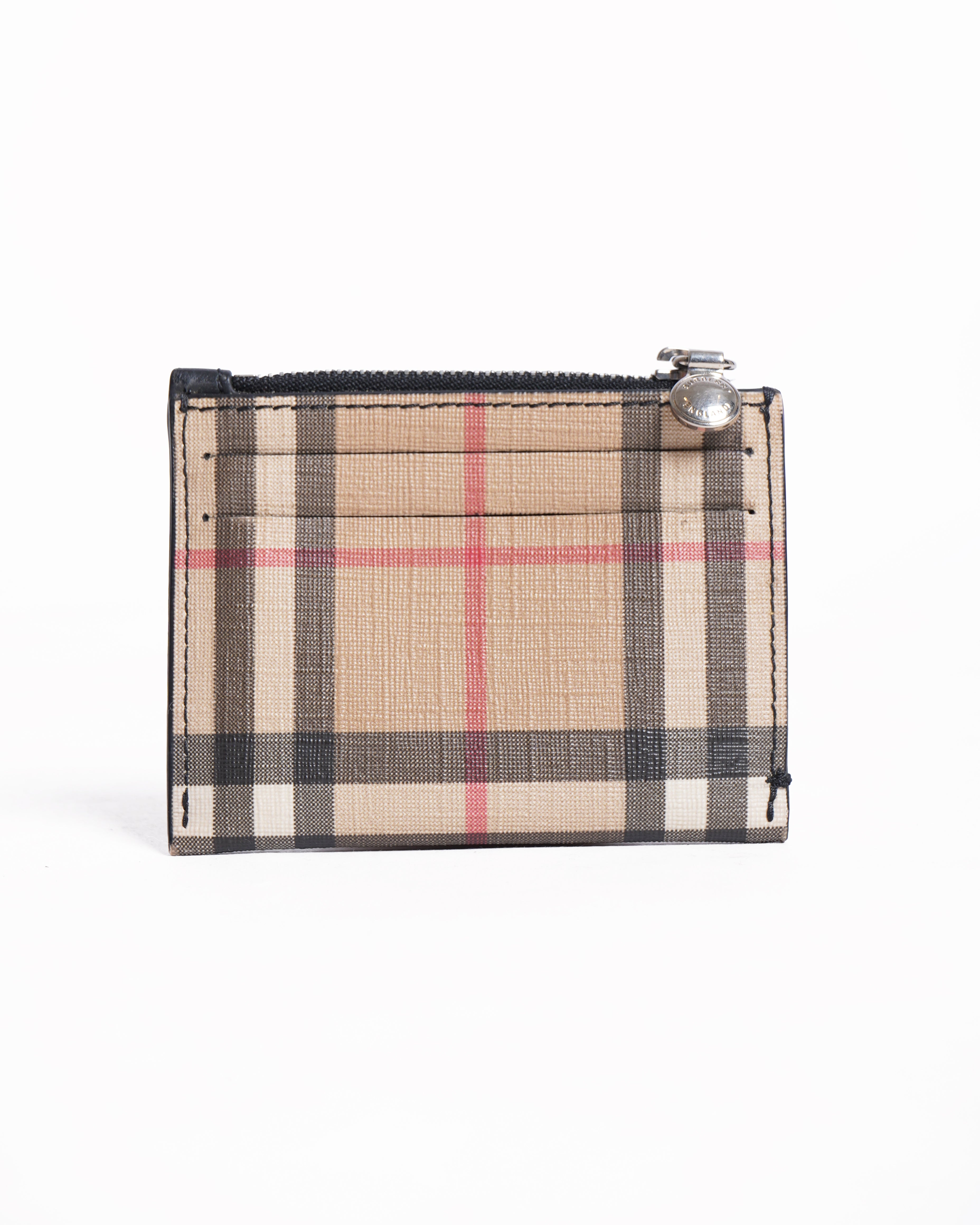 Burberry check card case wallet
