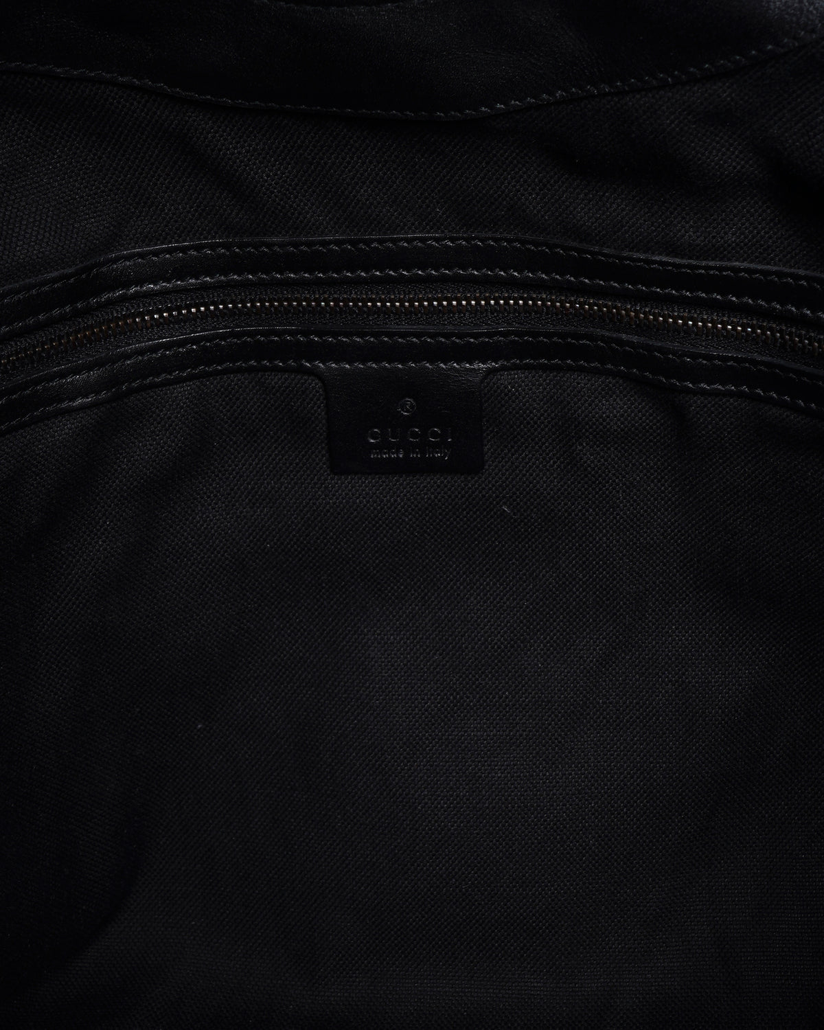 Gucci black brocade suede and leather stirup hobo bag