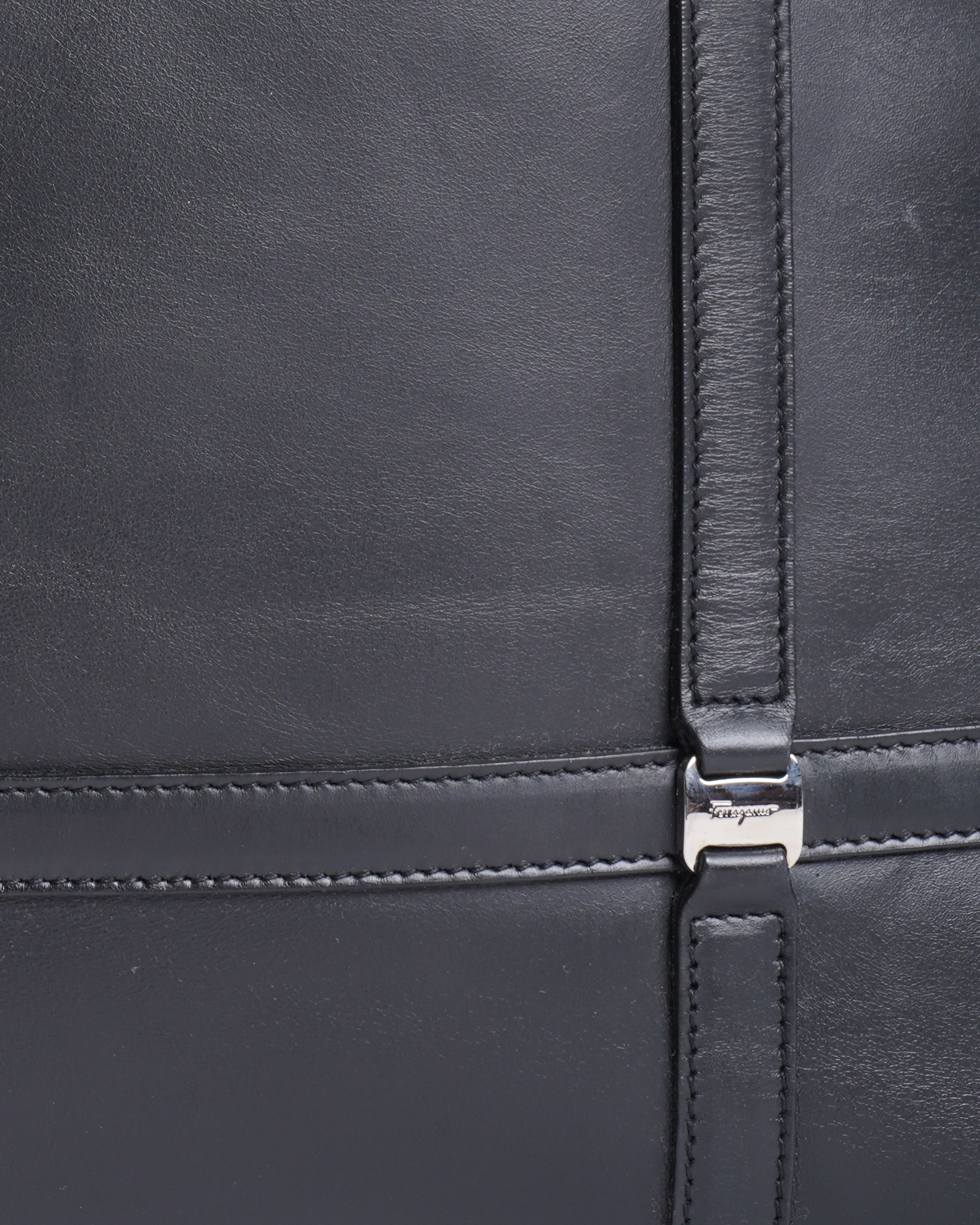 Salvatore ferragamo black leather tote bag