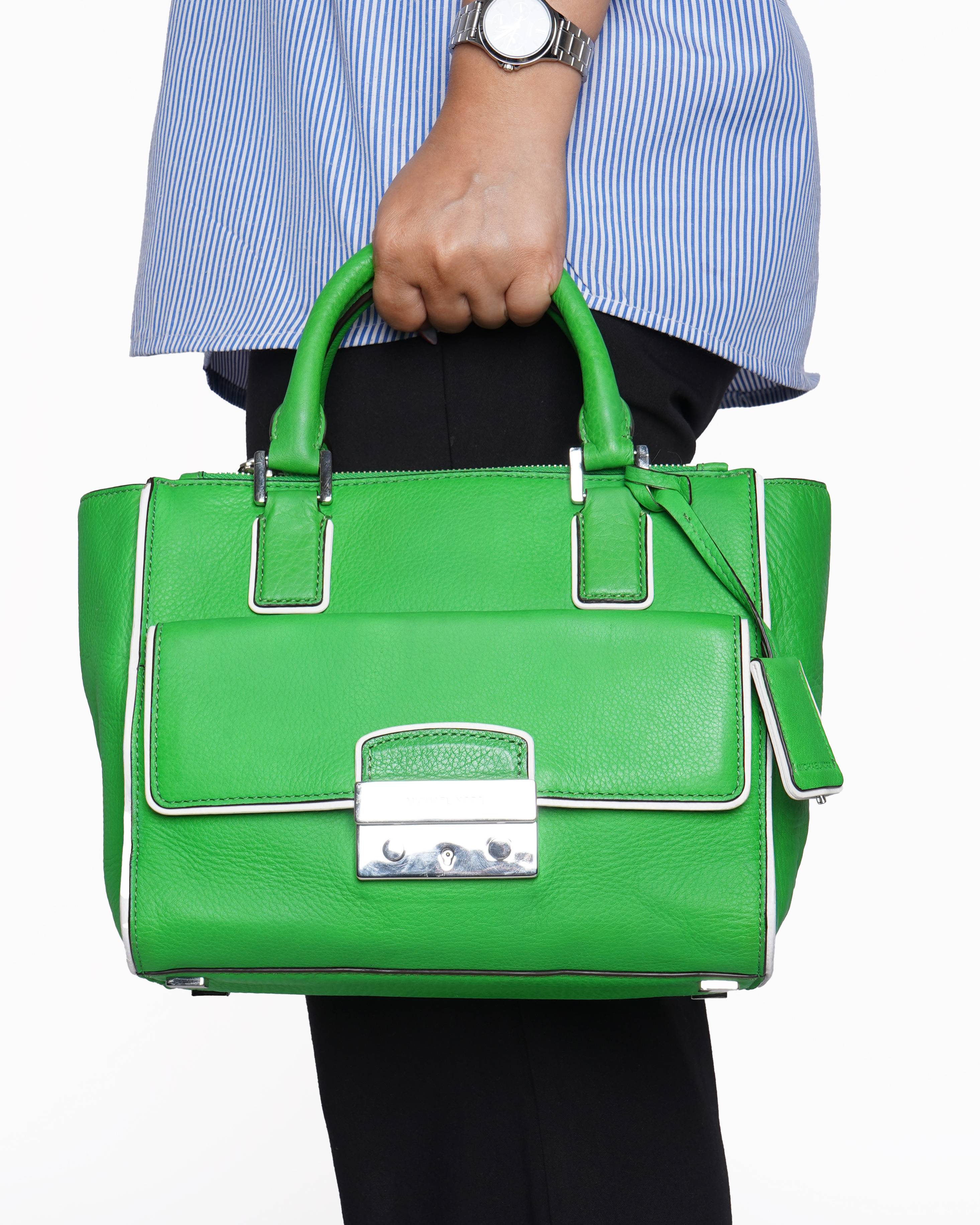 Michael kors audrey satchel handbag in green