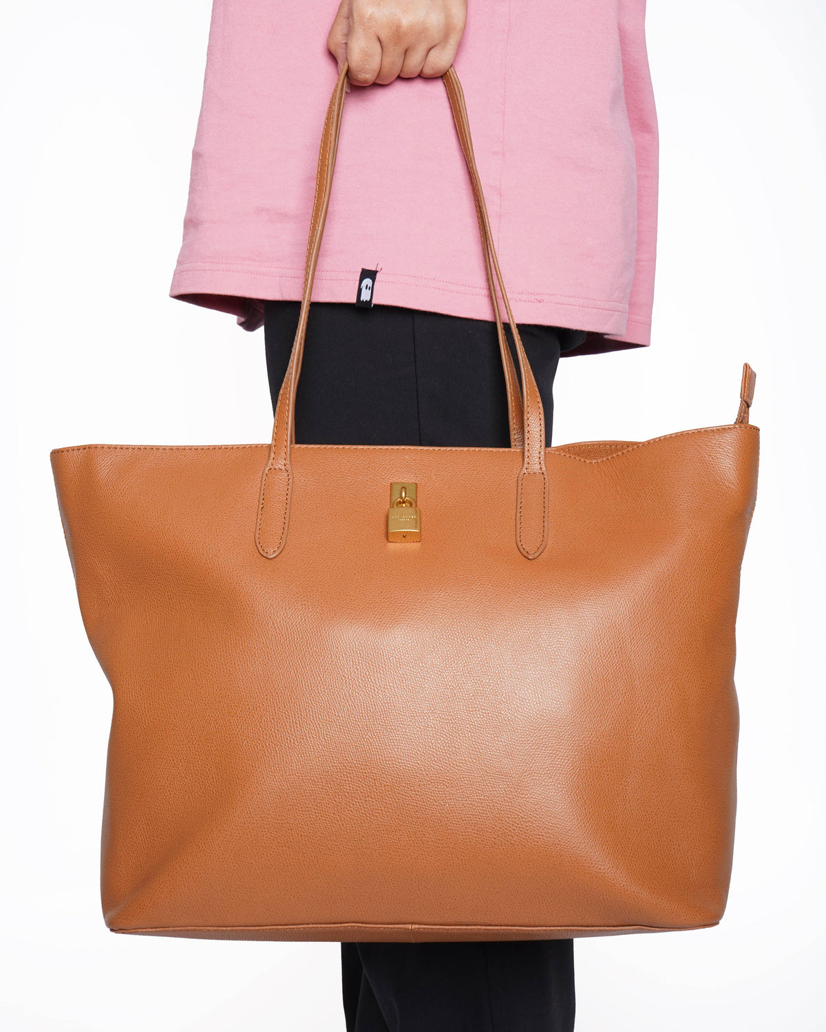 Ted baker tan textured padlock tote bag