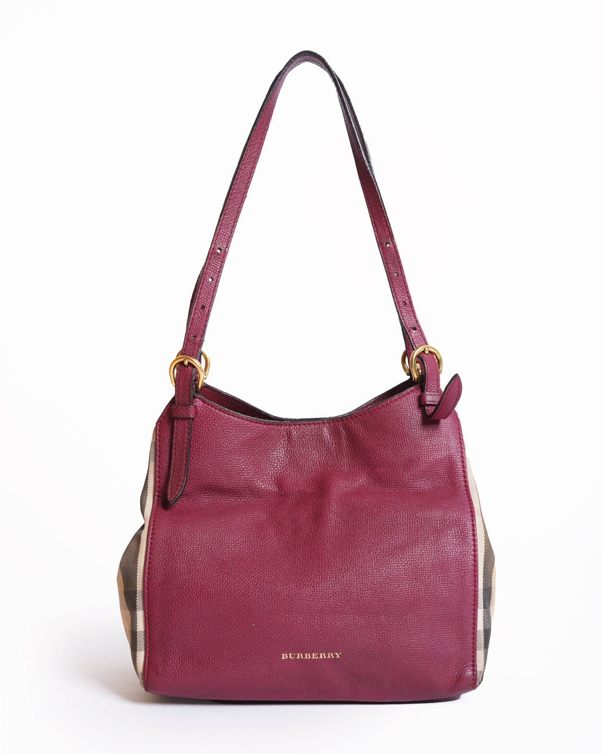 Burberry House Check Derby Leather Small Canterbury Tote Bag