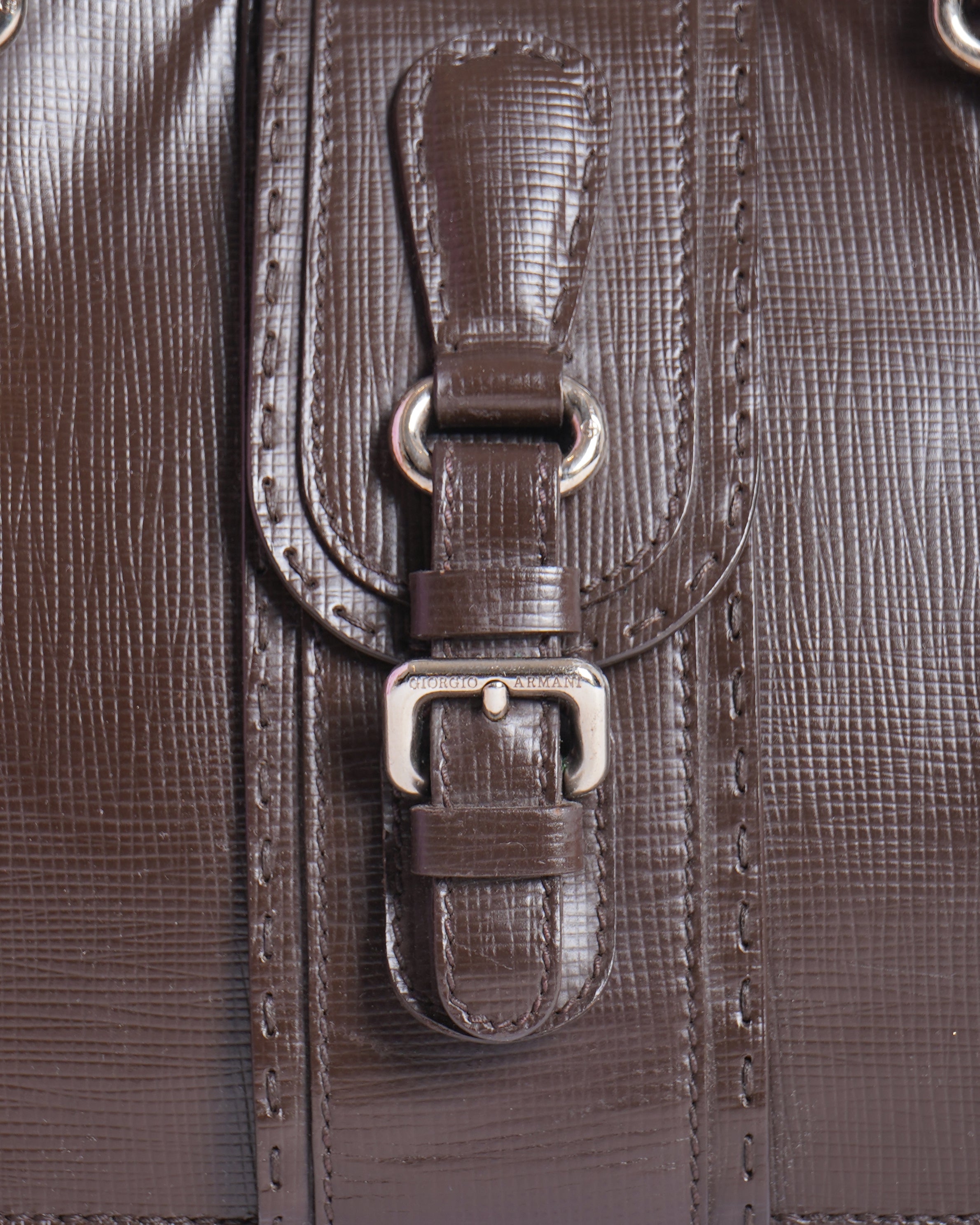 Giorgio armani brown leather top handle bag