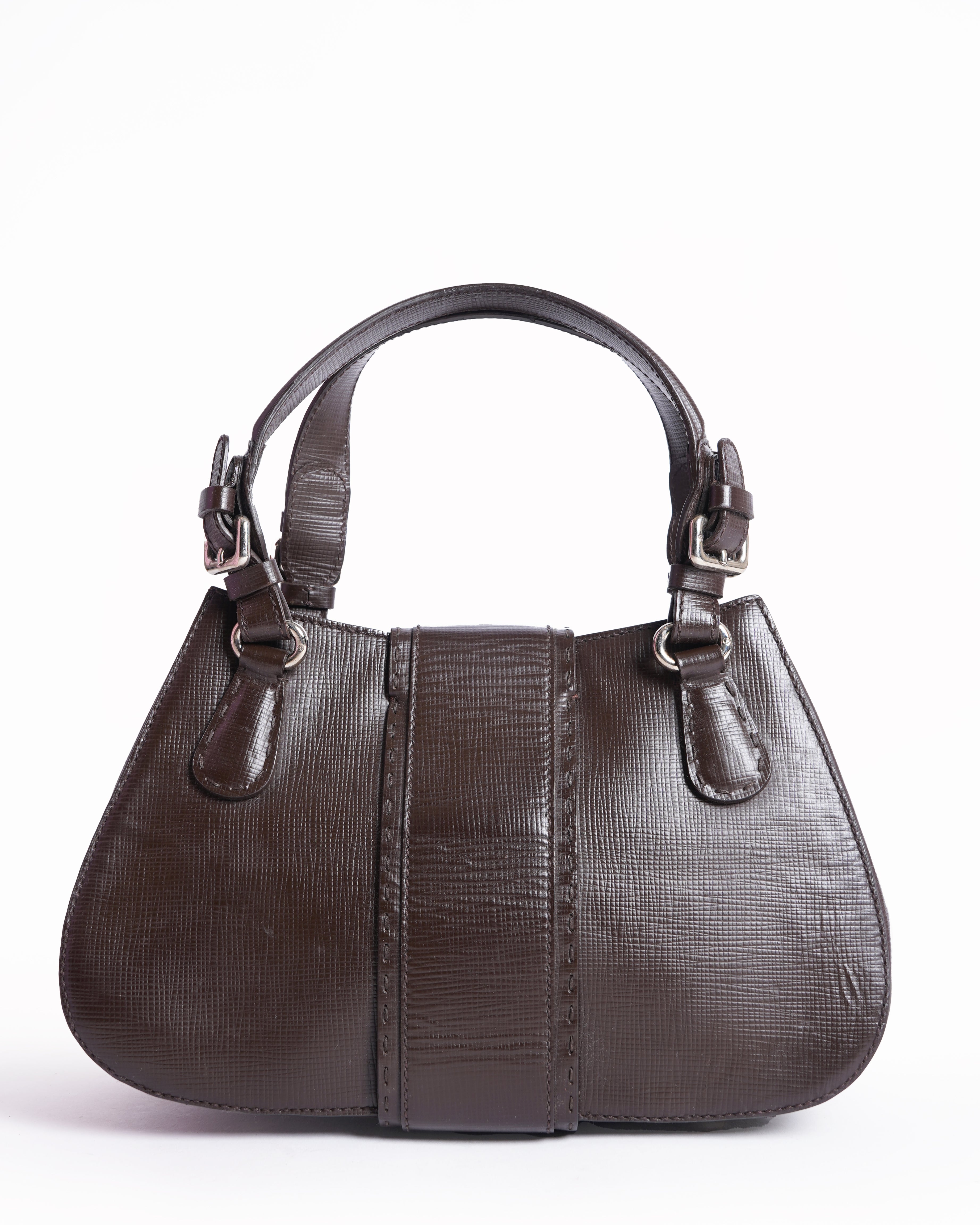 Giorgio armani brown leather top handle bag