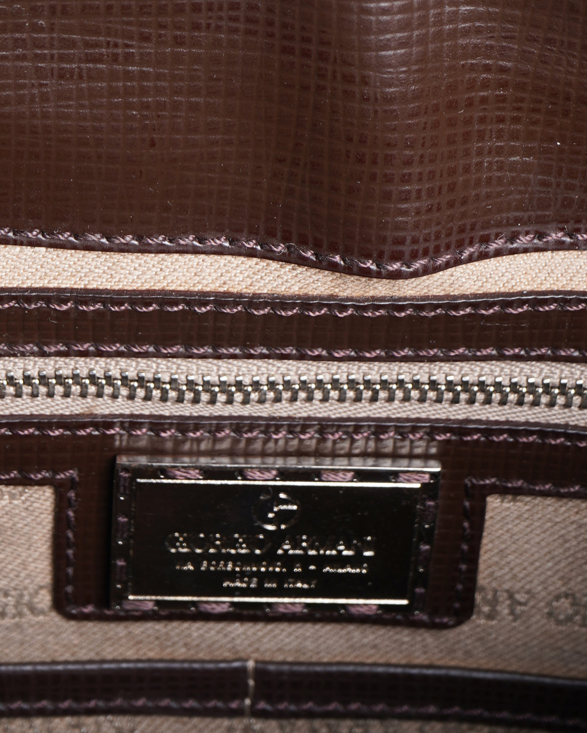 Giorgio armani brown leather top handle bag