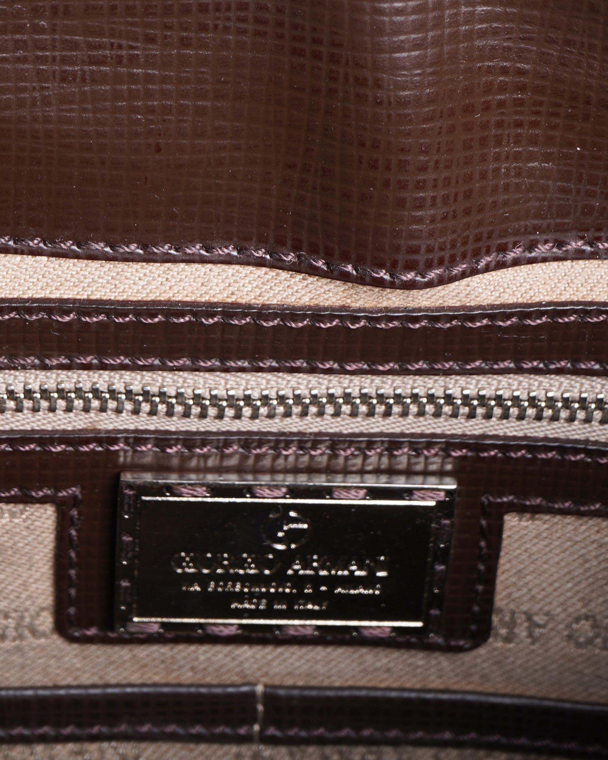 Giorgio armani brown leather top handle bag