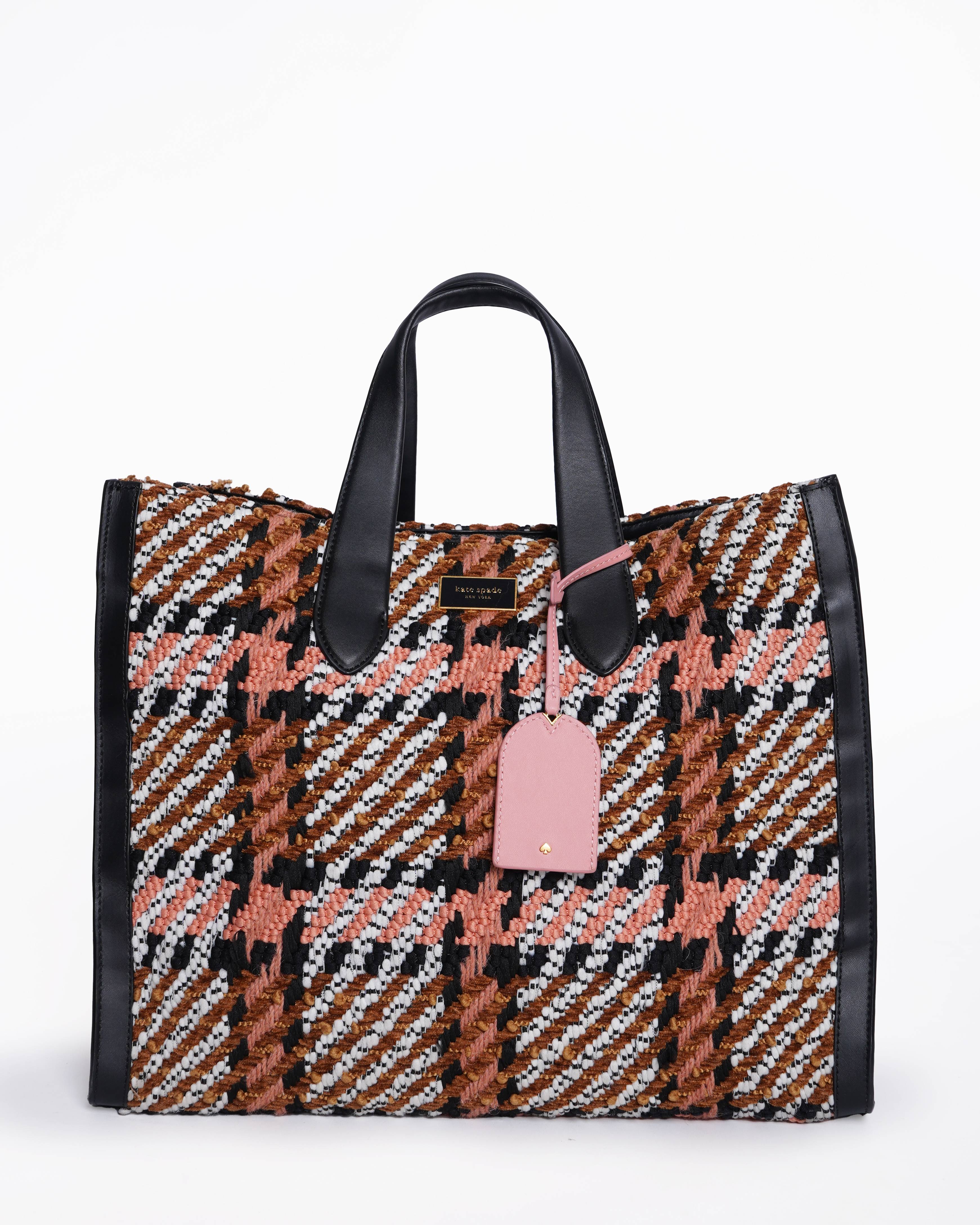 Kate Spade large manhattan plaid tote bag