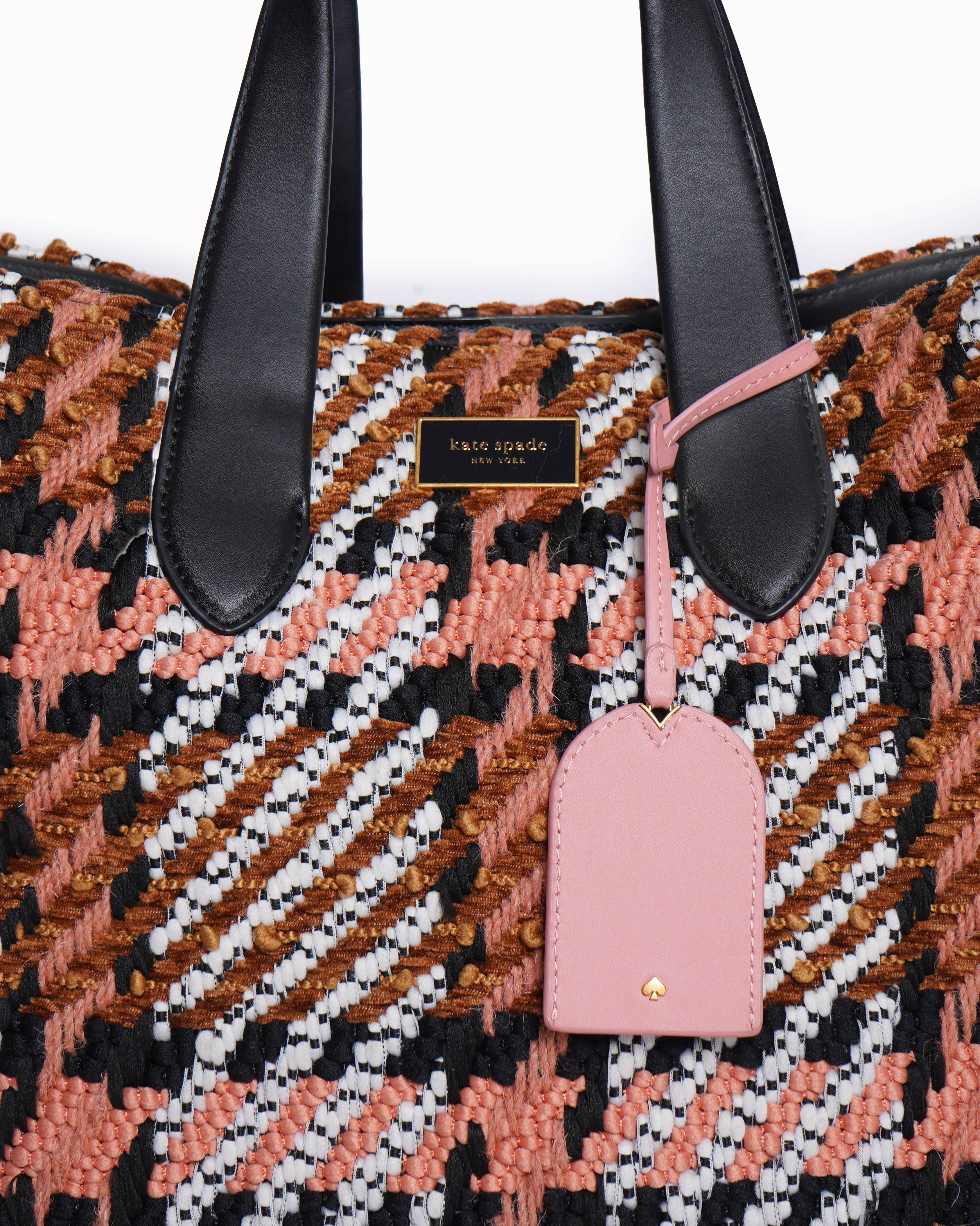 Kate Spade large manhattan plaid tote bag