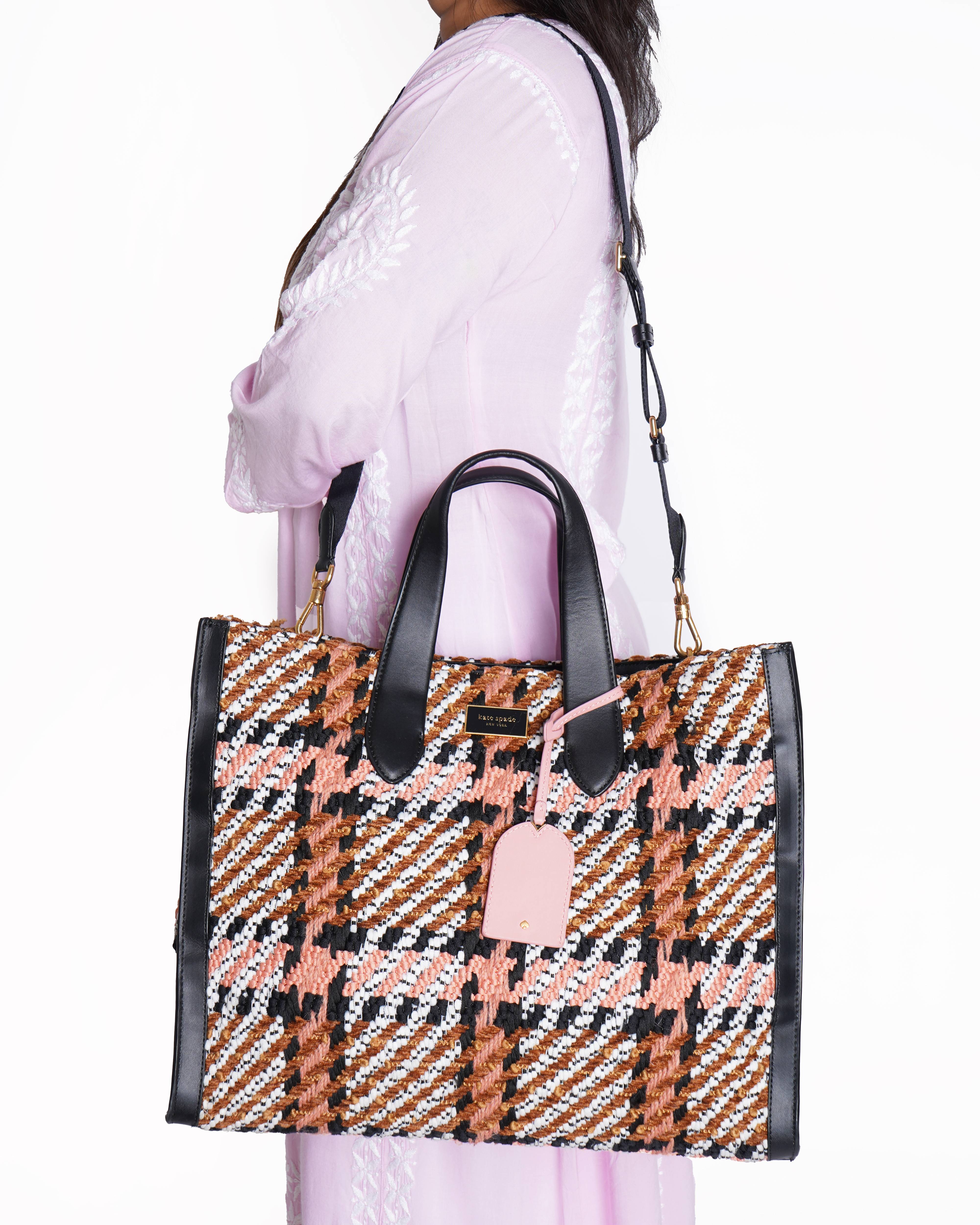 Kate Spade large manhattan plaid tote bag