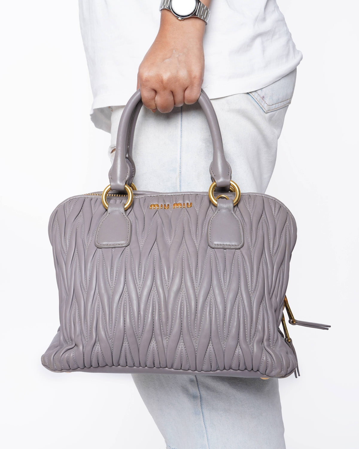 Miu Miu Matelasse Bowler Bag