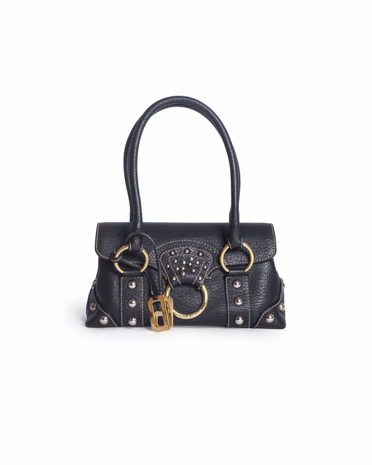 Dolce & Gabbana Studded Leather DG Flap Satchel Bag