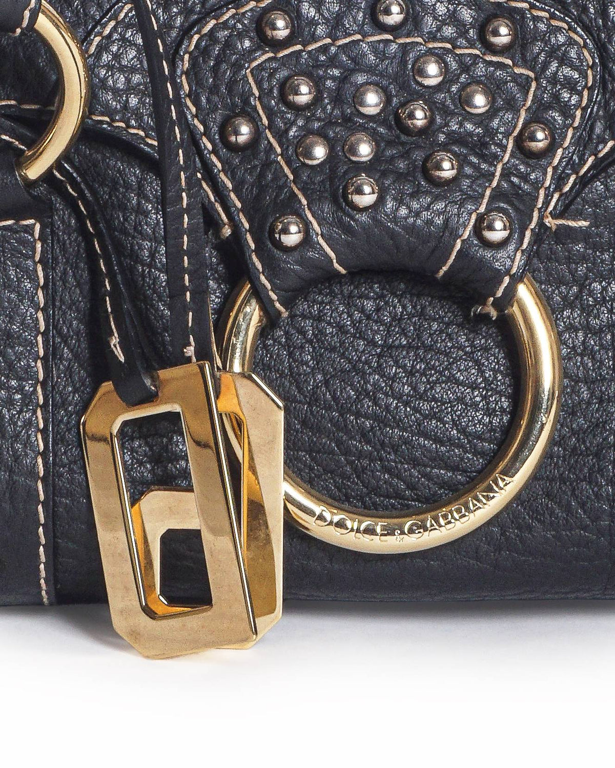 Dolce & Gabbana Studded Leather DG Flap Satchel Bag
