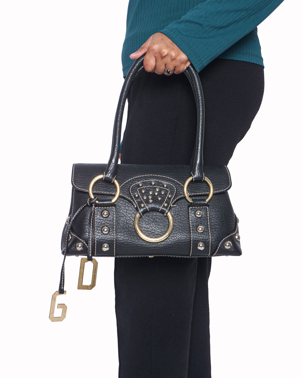 Dolce & Gabbana Studded Leather DG Flap Satchel Bag