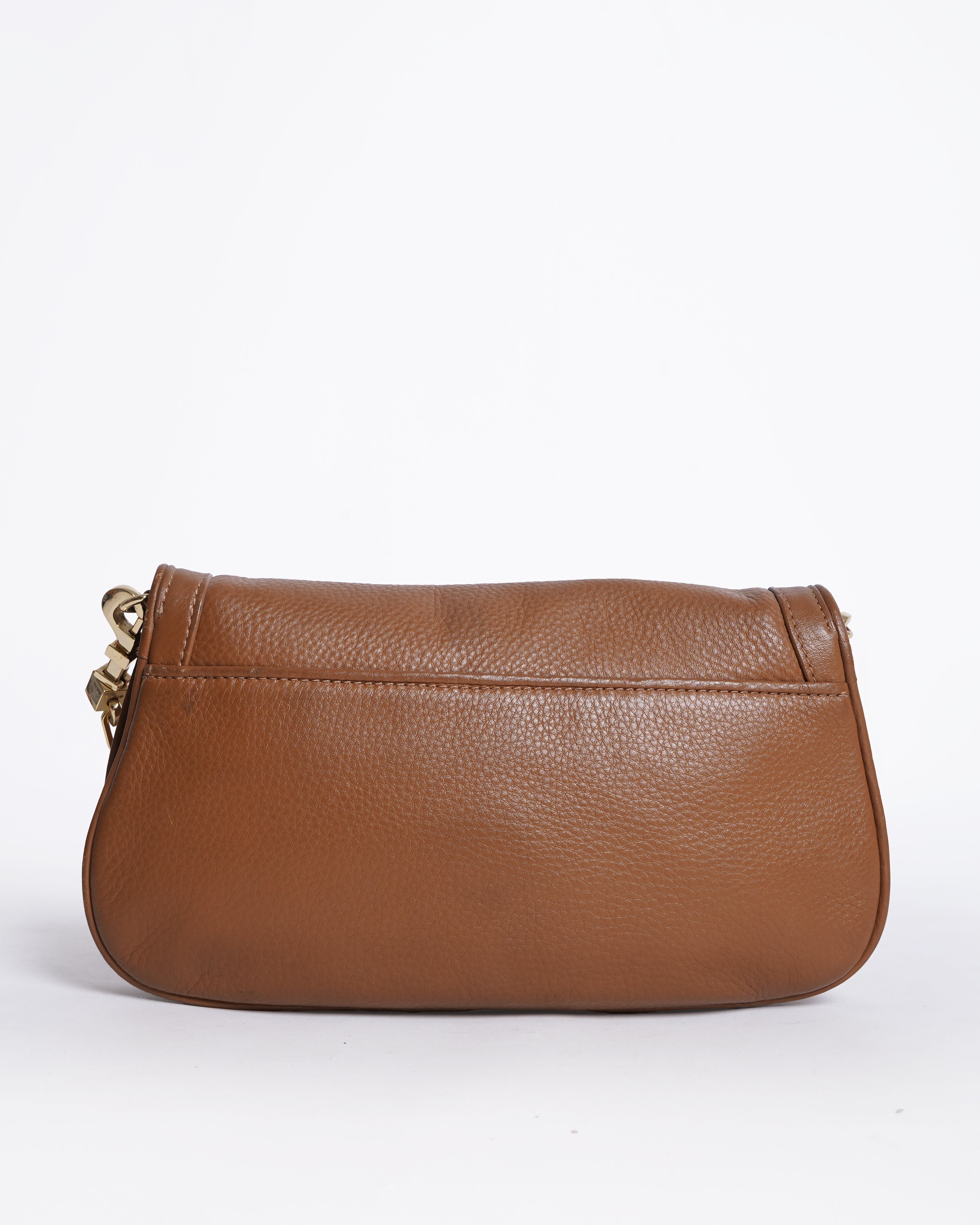 Tory Burch Tan Leather Amanda Logo Shoulder Bag