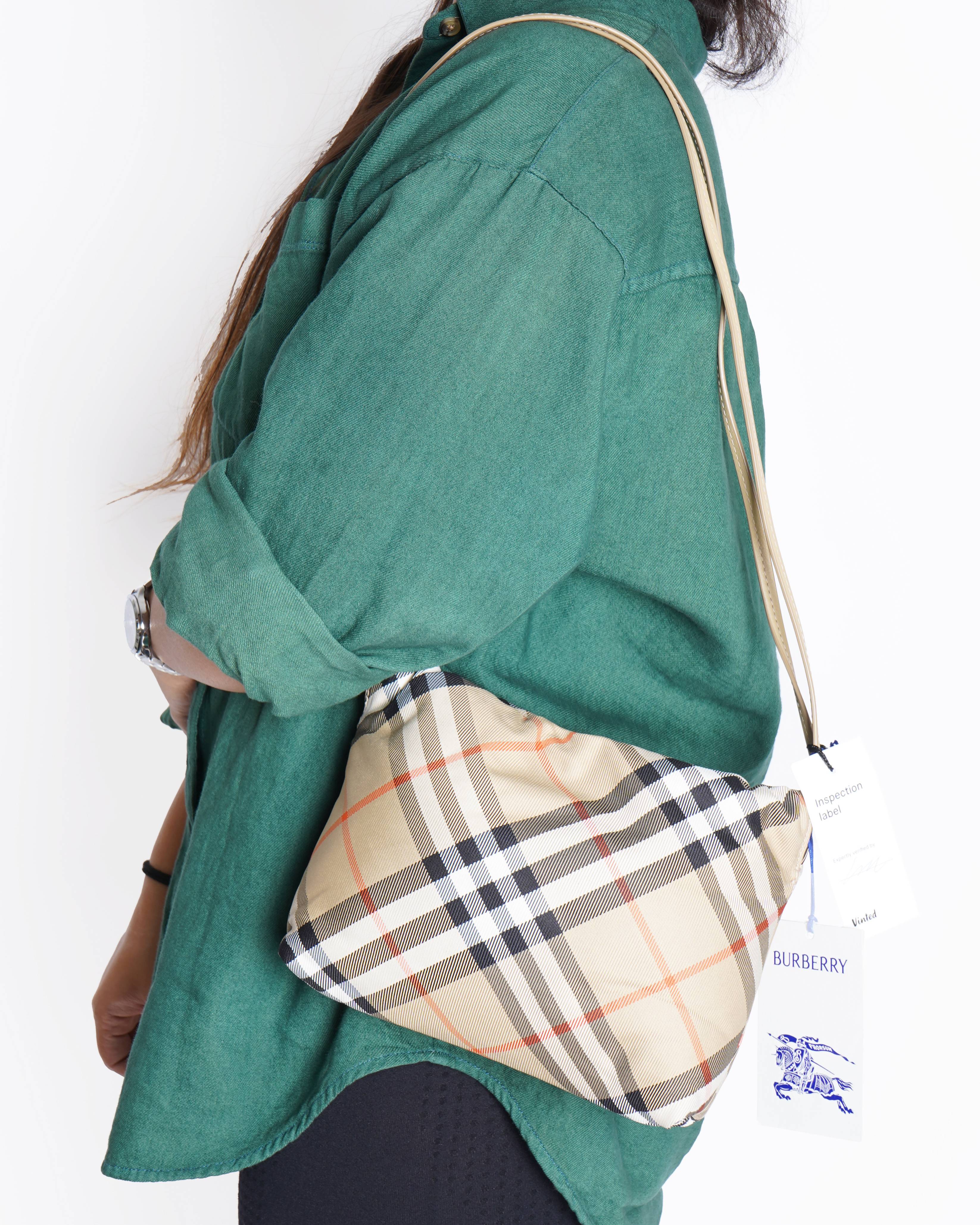 New Burberry Drawstring Crossbody Bag with Iconic Check Pattern