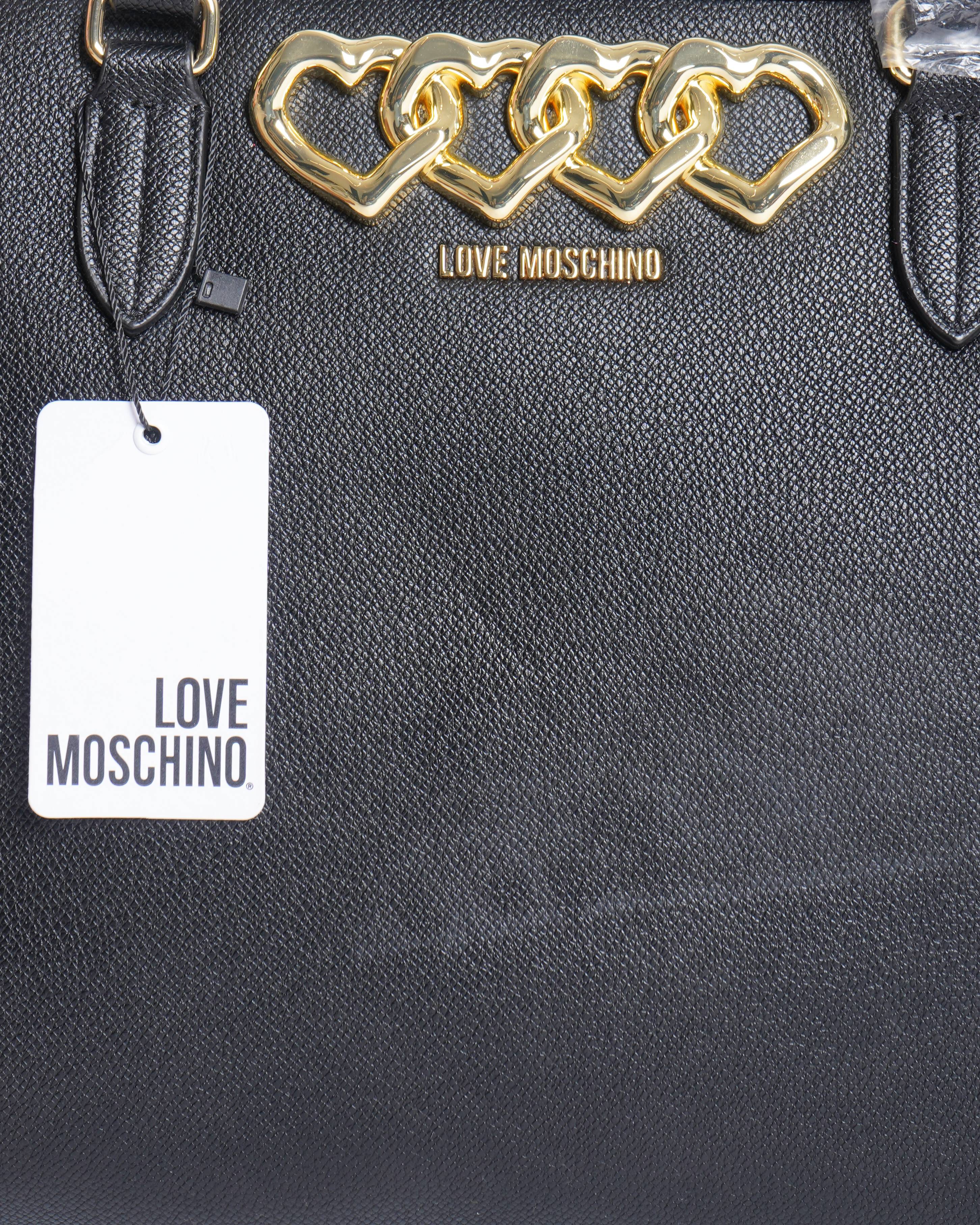 New Love Moschino Borsa Big Heart Chain Tote In Black