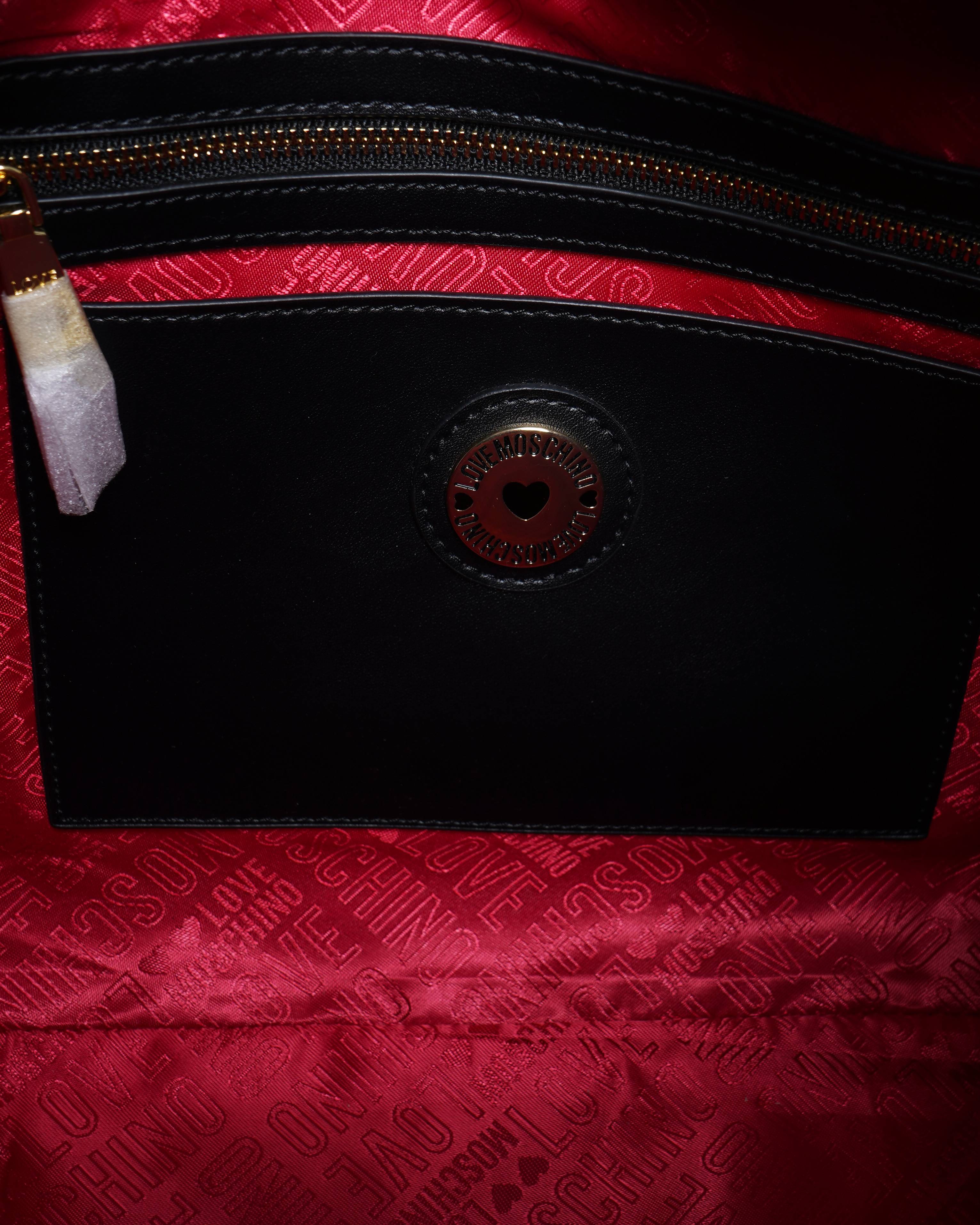 New Love Moschino Borsa Big Heart Chain Tote In Black