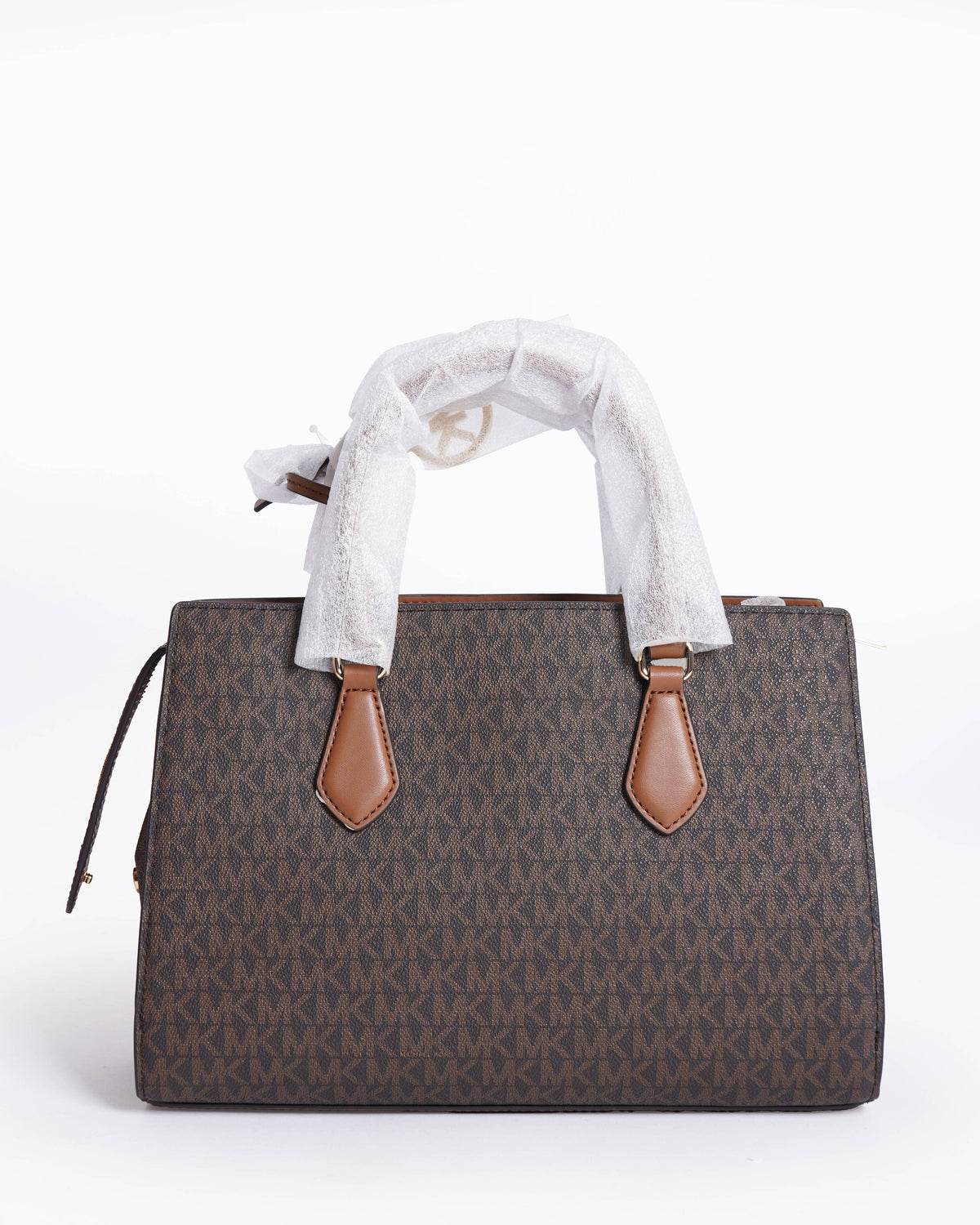 New Michael Kors Sheila Medium Signature Logo and Metallic Satchel